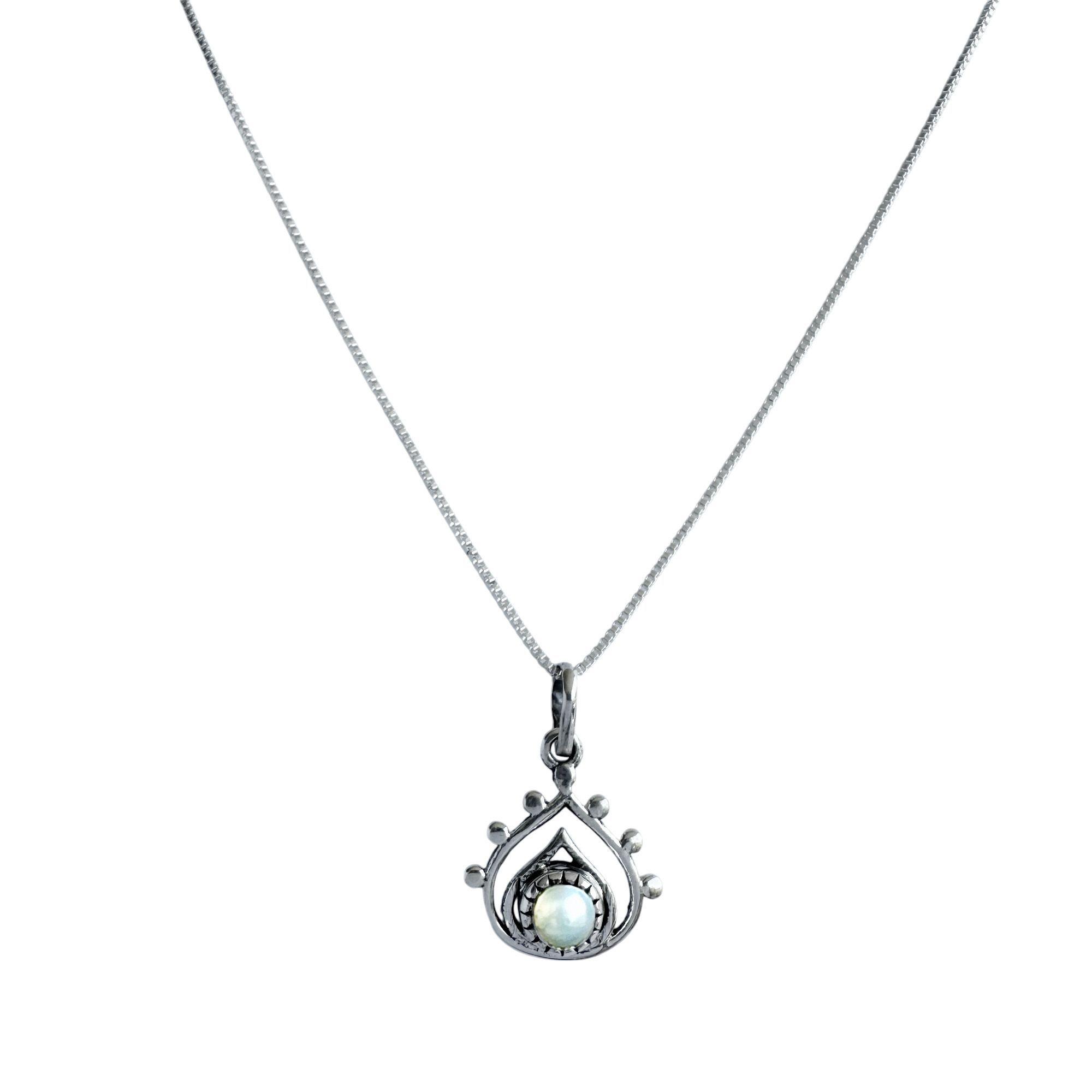 Collar Lakshmi Gota Perla De Río Plata Fina 925-2