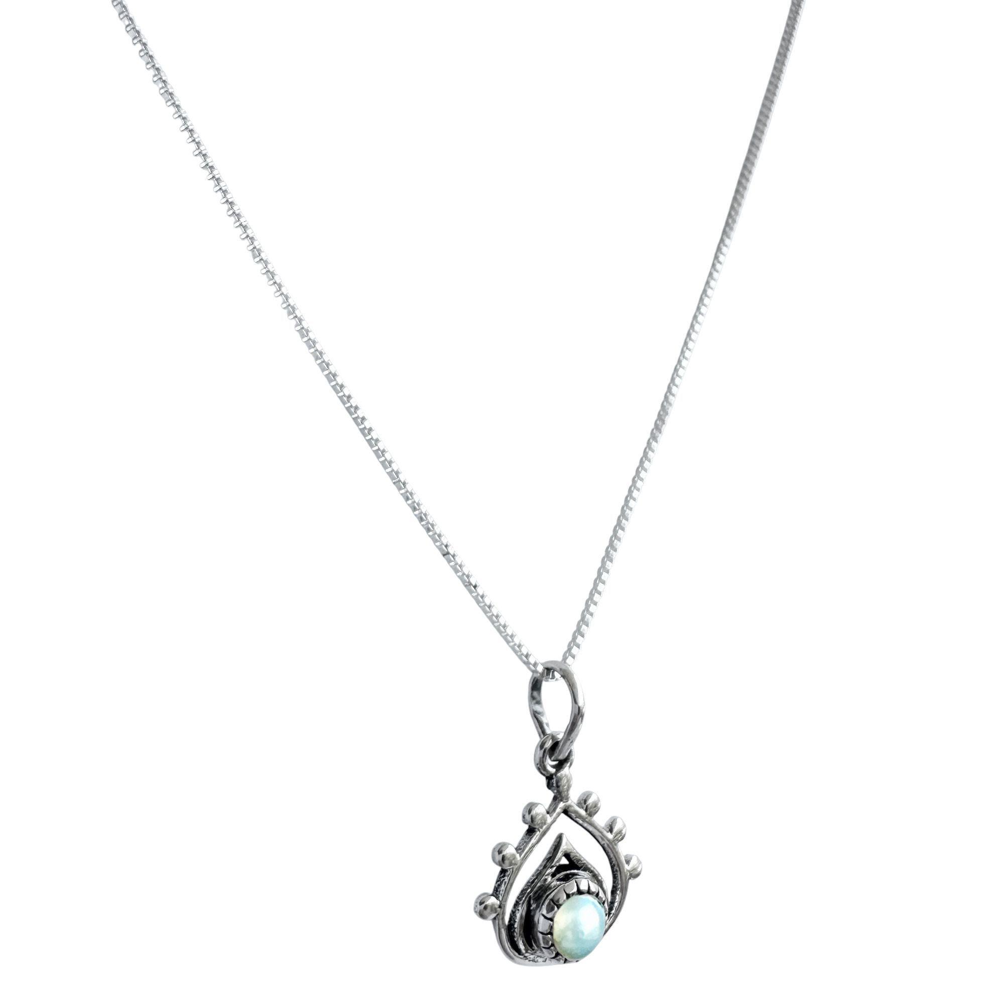 Collar Lakshmi Gota Perla De Río Plata Fina 925-3