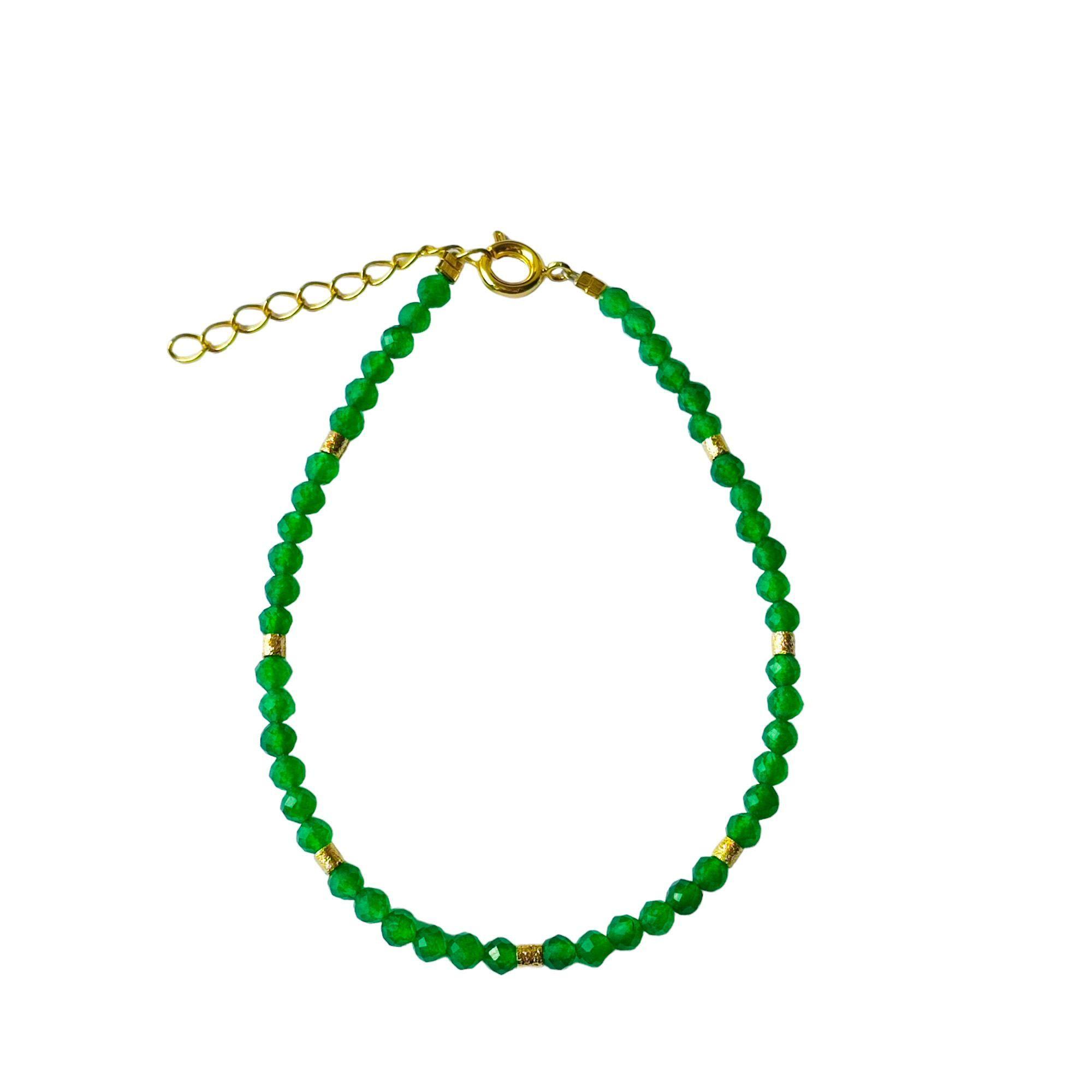  Pulsera Helen Jade Facetado Mostacillas Enchapadas Oro 18K-1