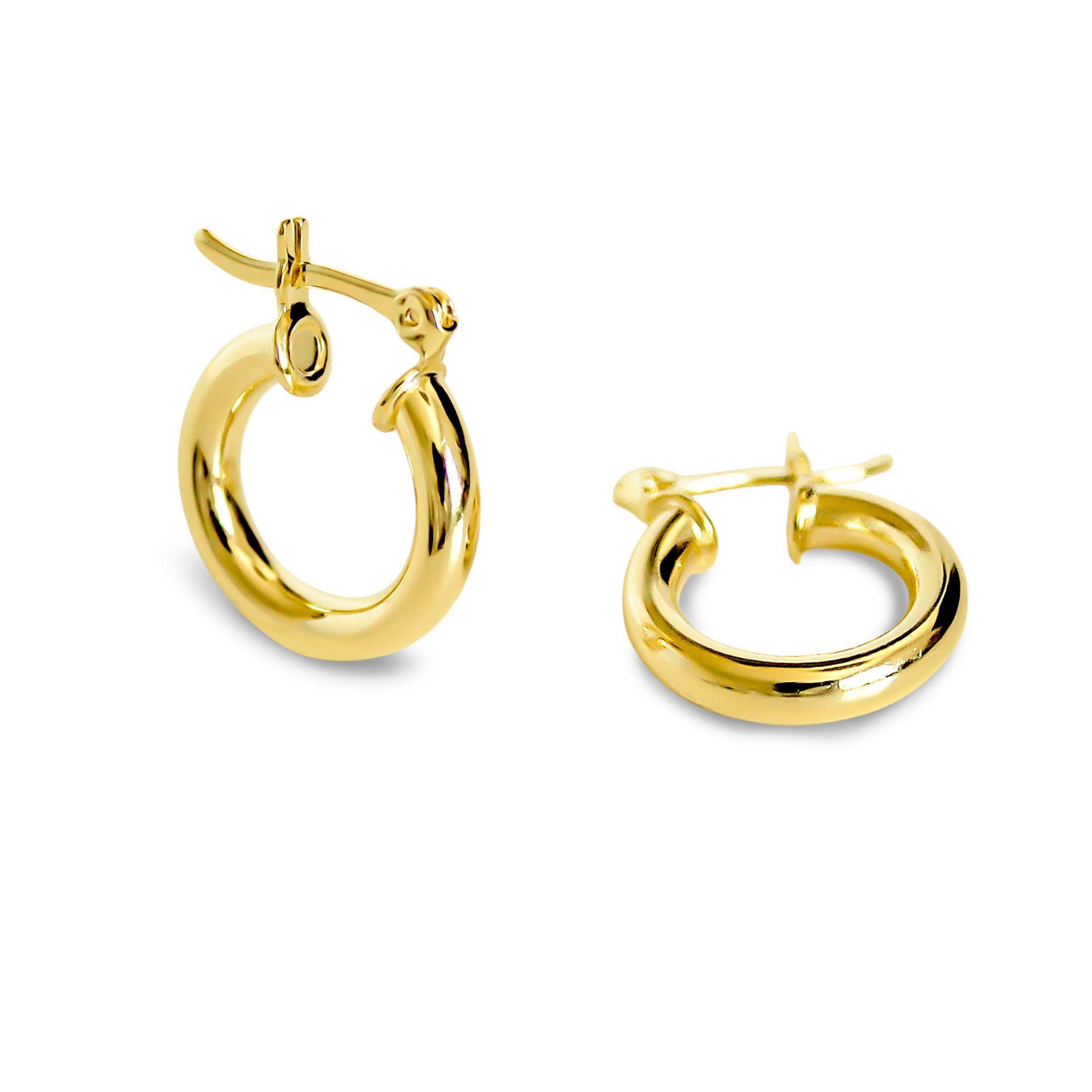 Aros Rocío Argolla Tubo 16mm Enchapado Oro 18k-2