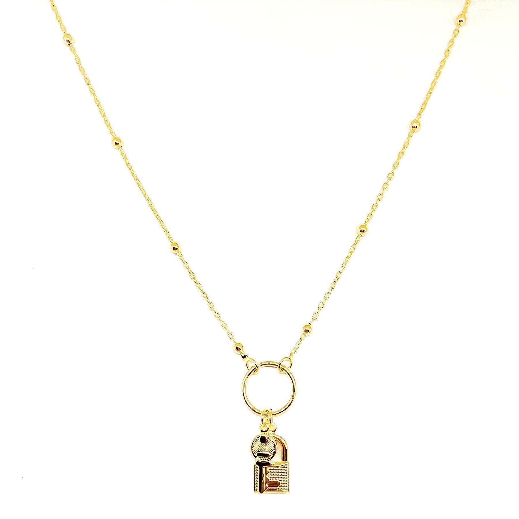 Collar Candado y Llave Enchapado Oro 18K-0