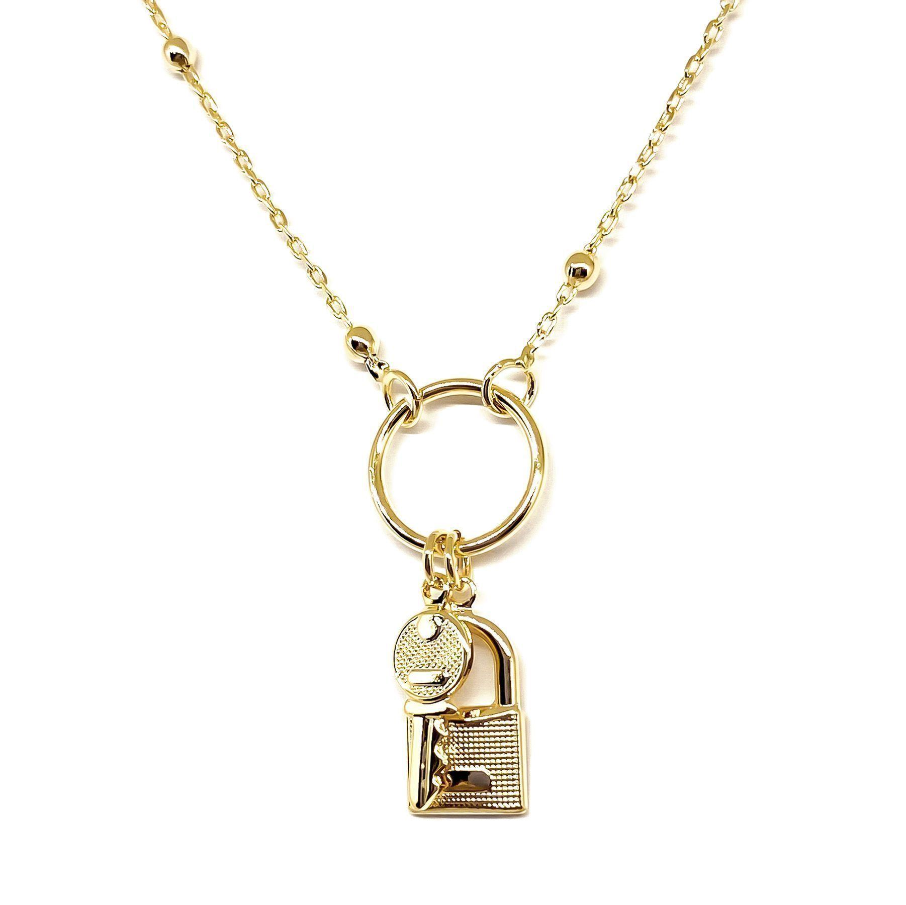 Collar Candado y Llave Enchapado Oro 18K-2