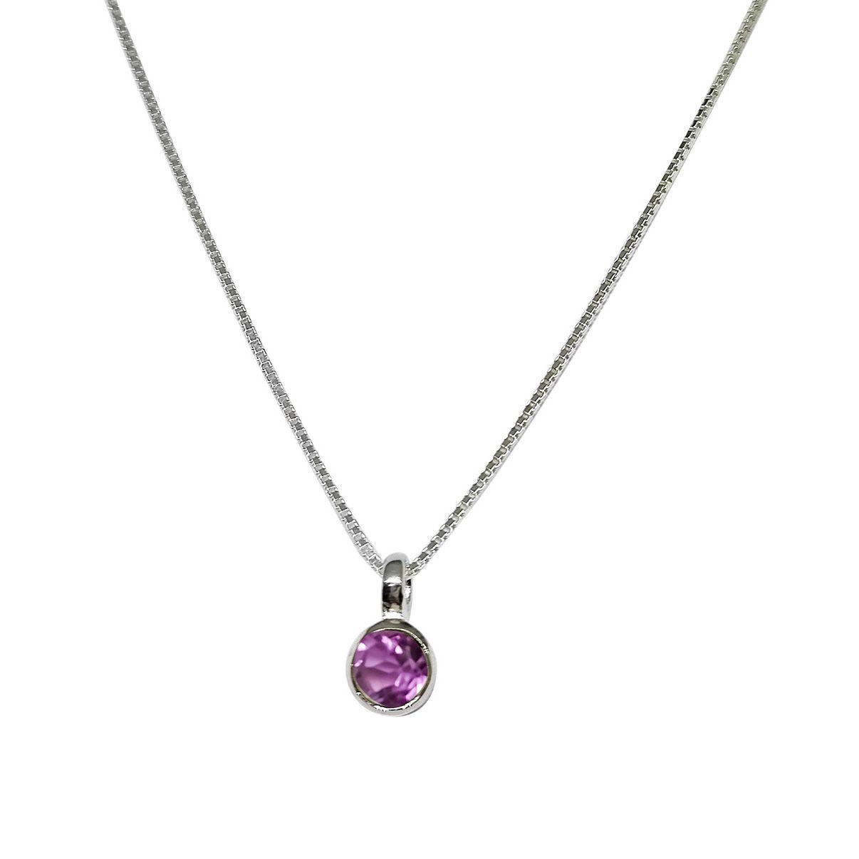 Collar Naisha Amatista Plata Fina 925-0