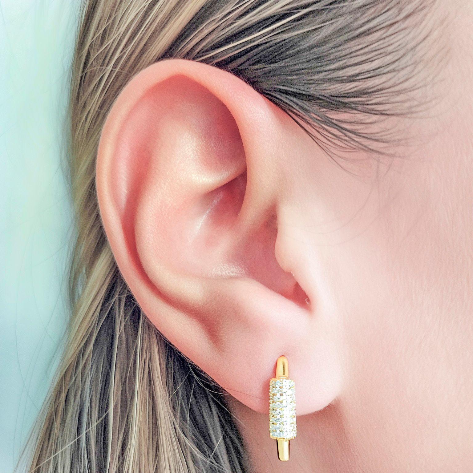 Aros Argolla Hexágono Circón Enchapado Oro 18K-2
