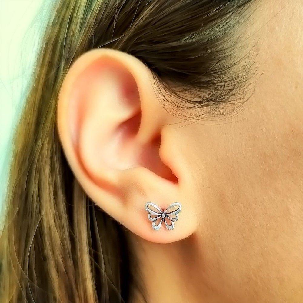 Aros Mariposa Plata Fina 925-3