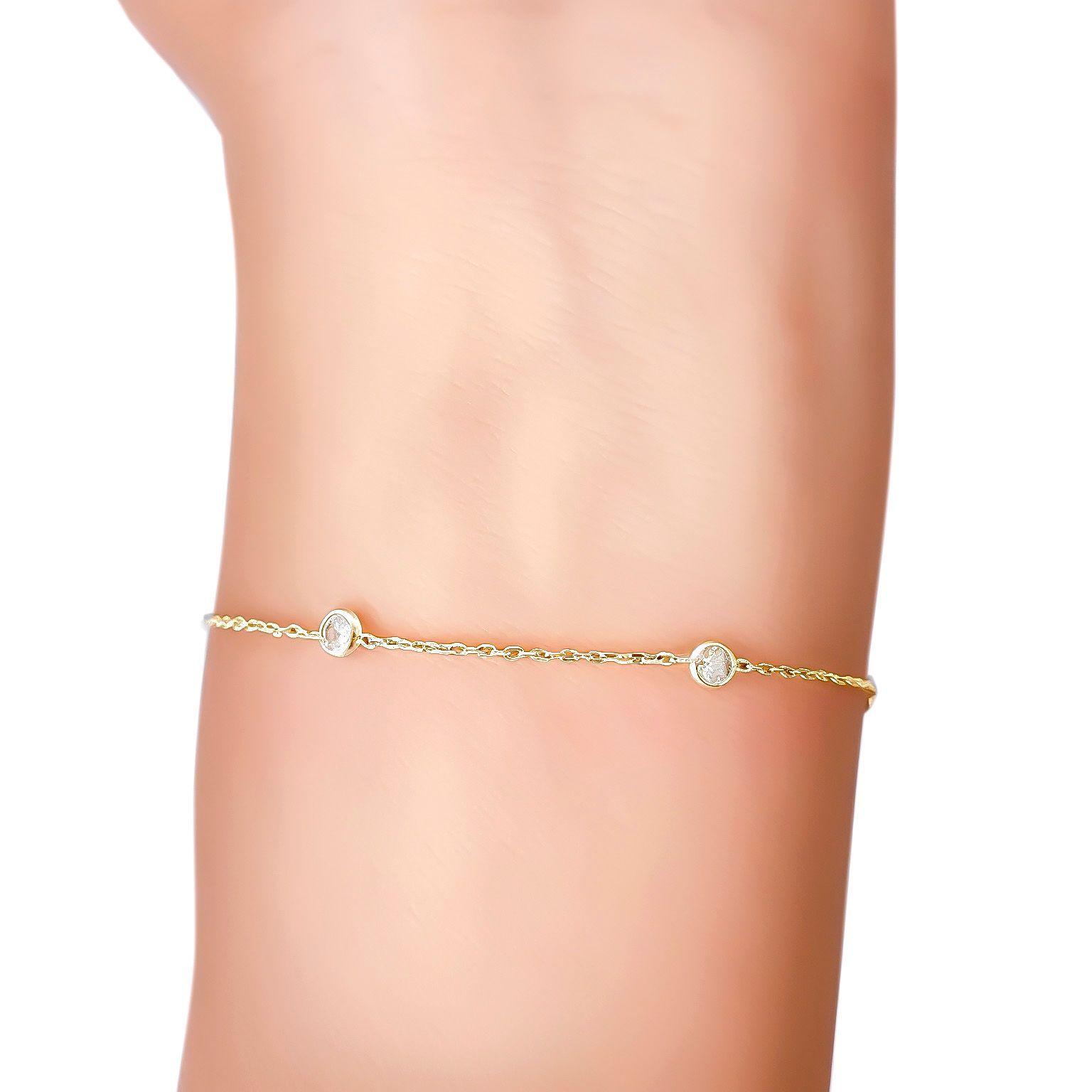 Pulsera 4 Circones Cadena Eslabón Enchapado Oro 18K-2