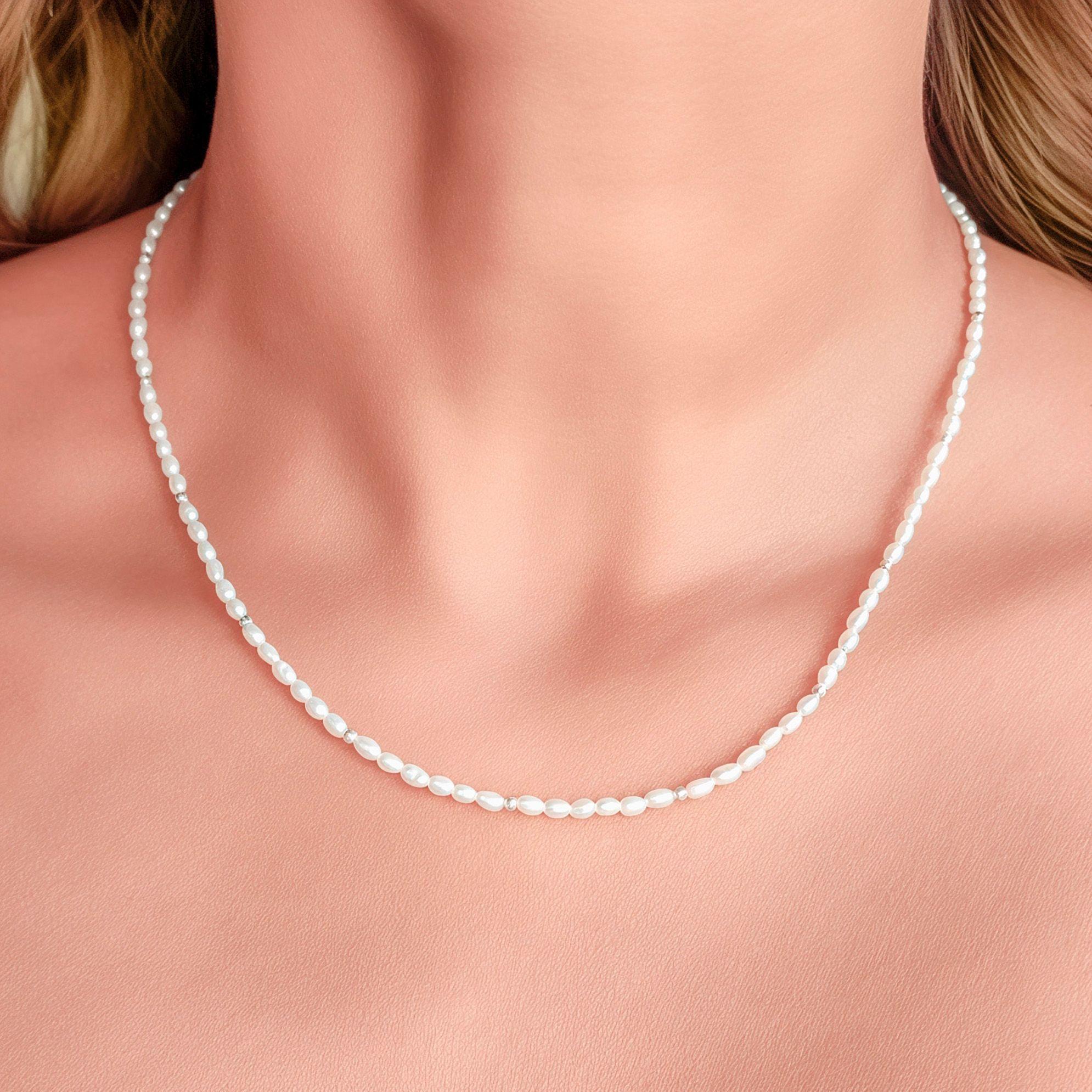 Collar Perla De Río Mini 4x3mm Plata Fina 925-2
