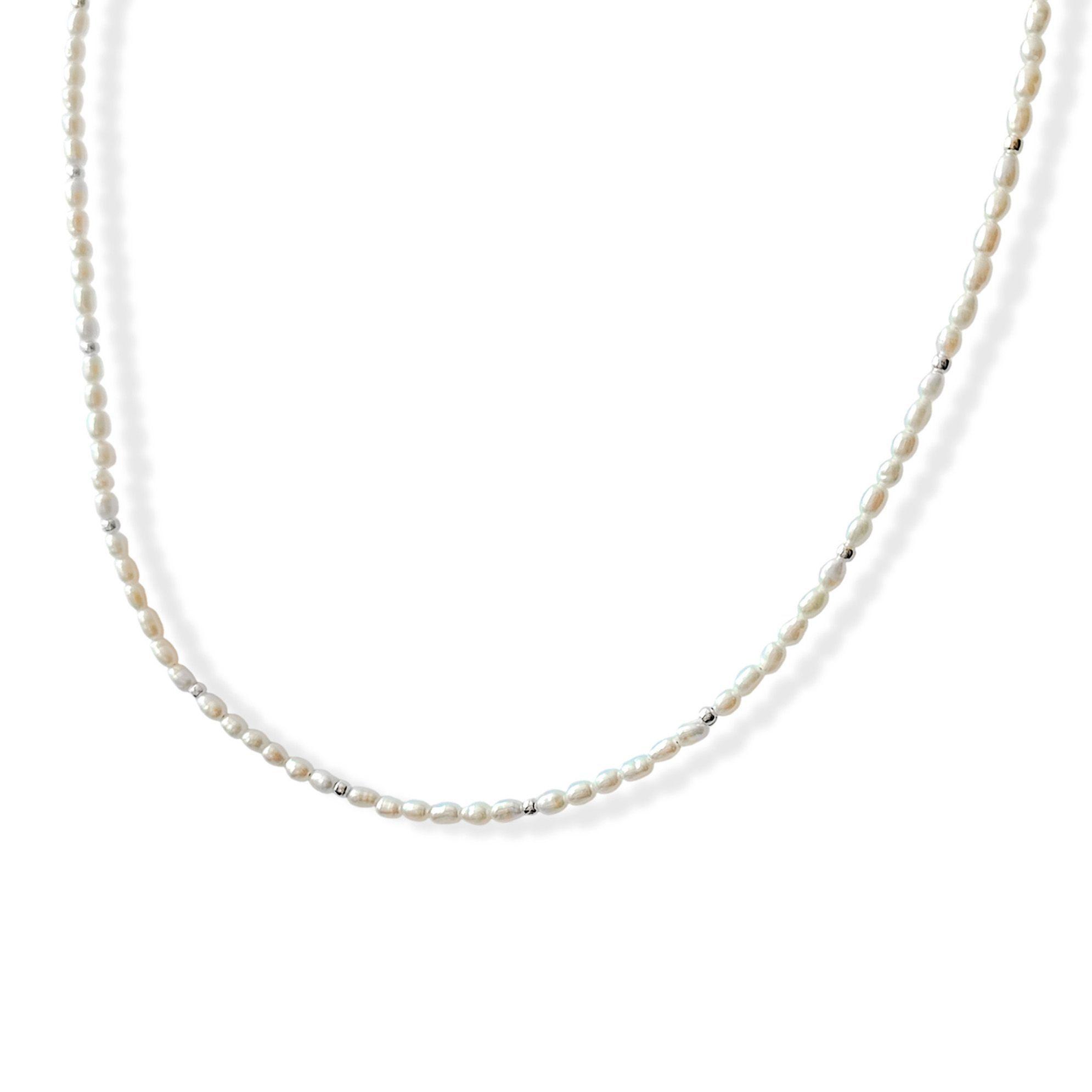 Collar Perla De Río Mini 4x3mm Plata Fina 925-2