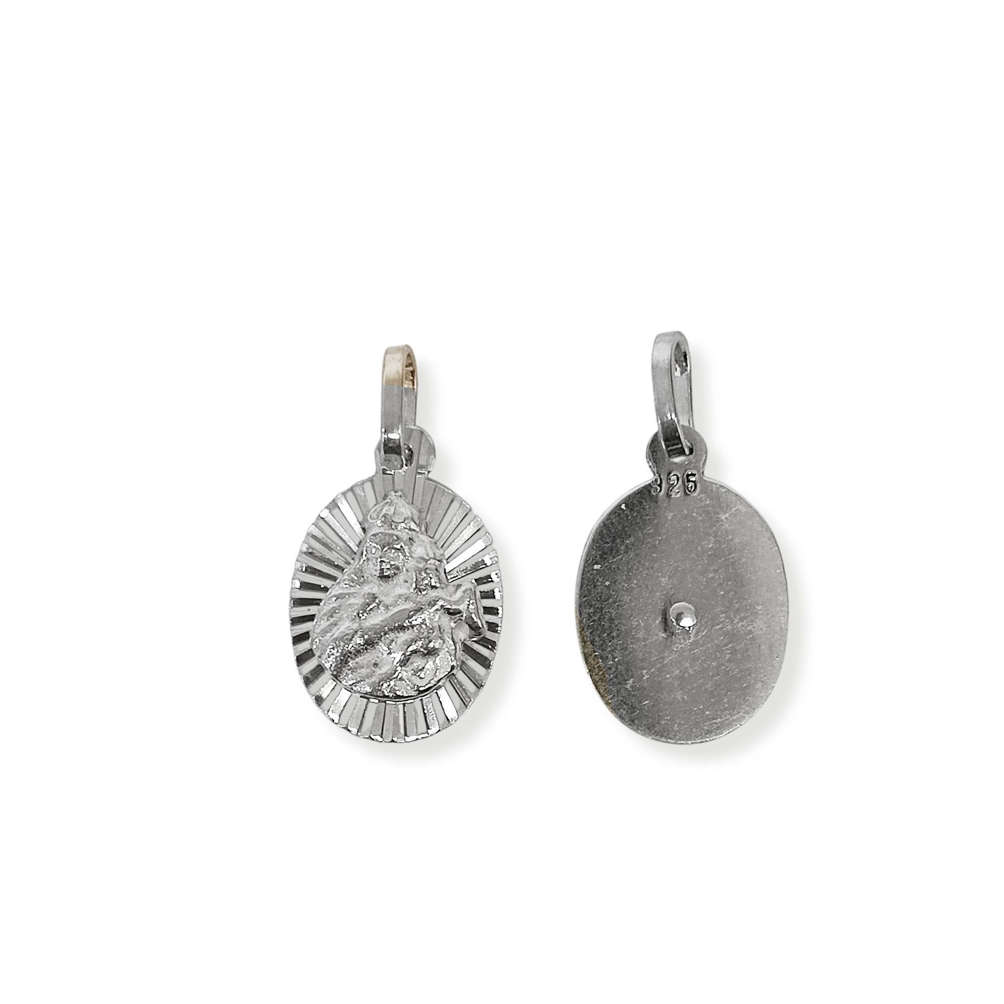 Colgante Medalla Virgen Del Carmen 11mm Rayos Plata Fina 925-2