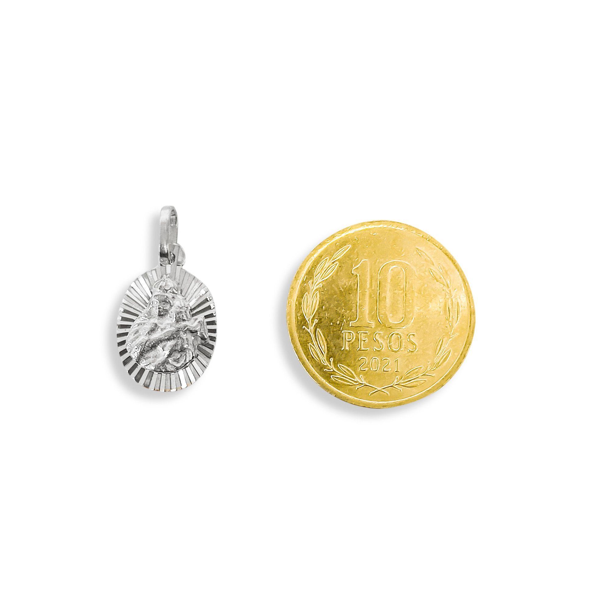Colgante Medalla Virgen Del Carmen 11mm Rayos Plata Fina 925-4