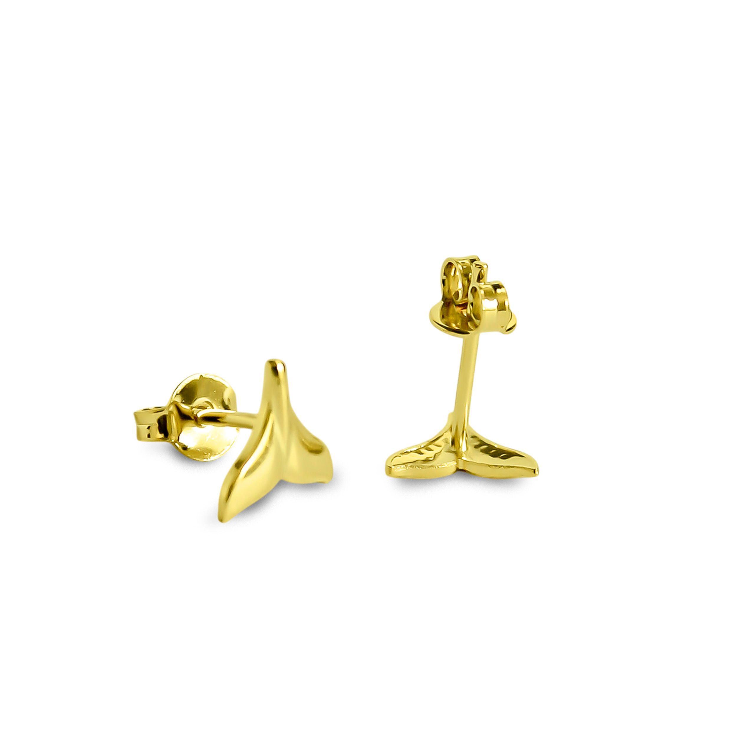 Aros Aleta Delfín Enchapado Oro 18K-2