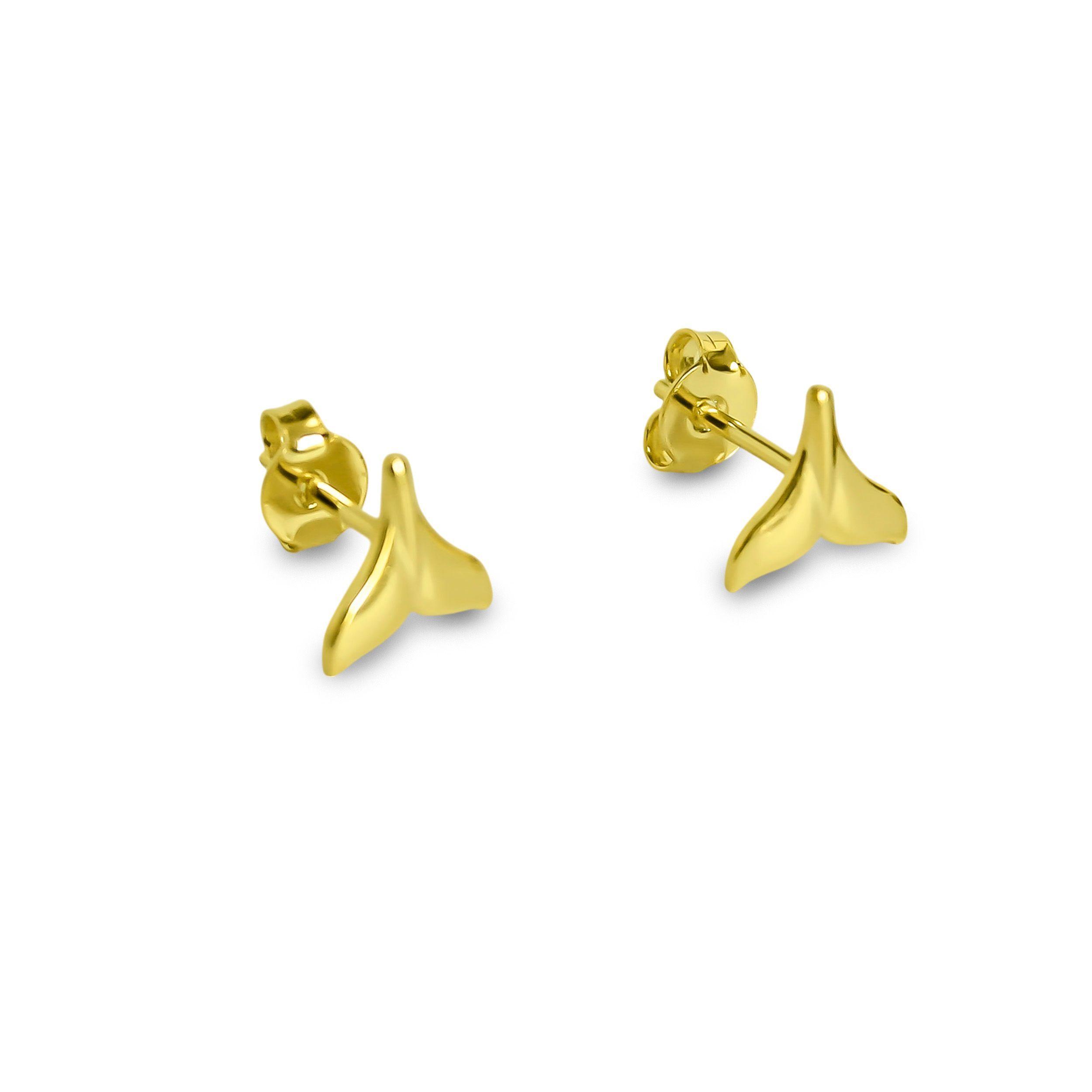 Aros Aleta Delfín Enchapado Oro 18K-3