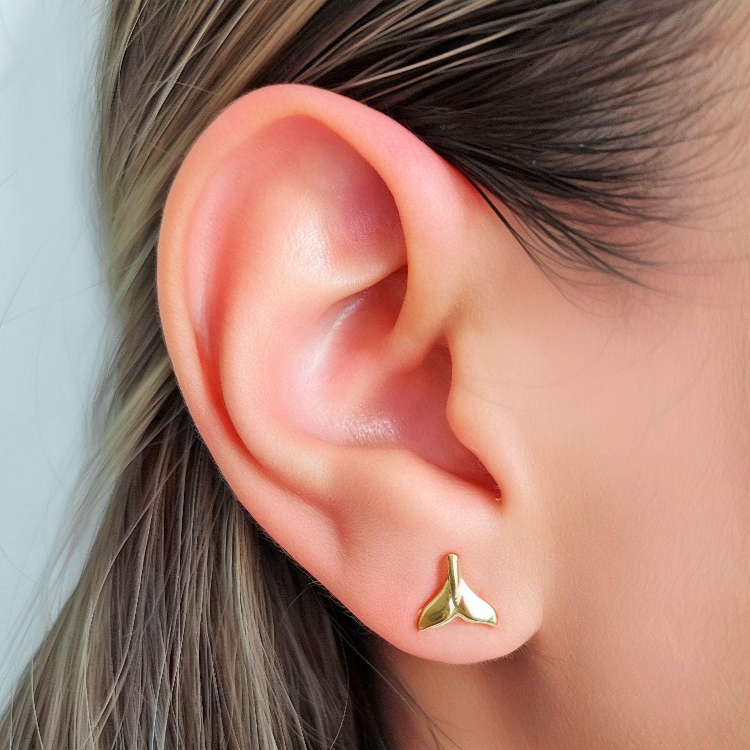 Aros Aleta Delfín Enchapado Oro 18K-4