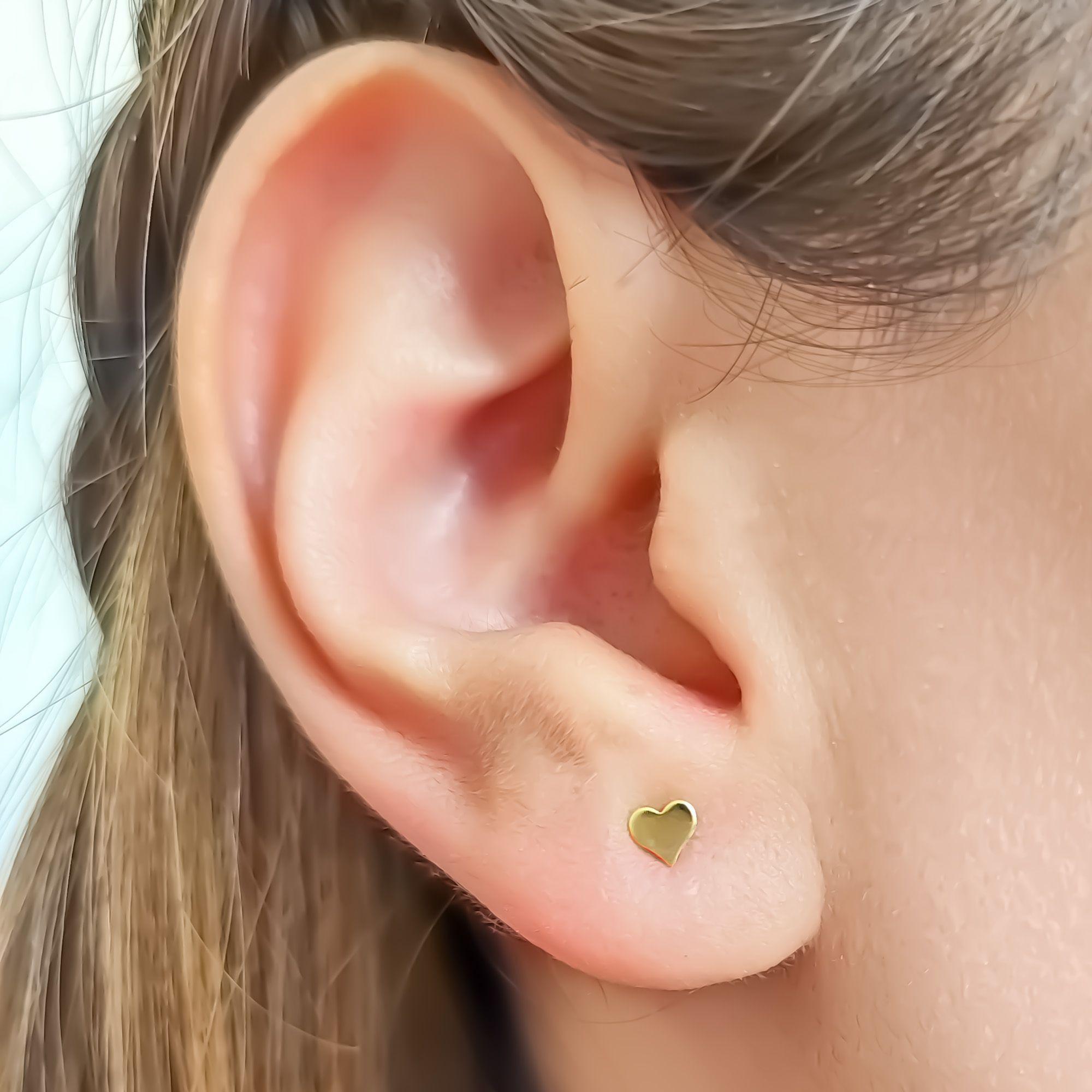 Aros Bebé Corazón 4mm Enchapado Oro 18K-2