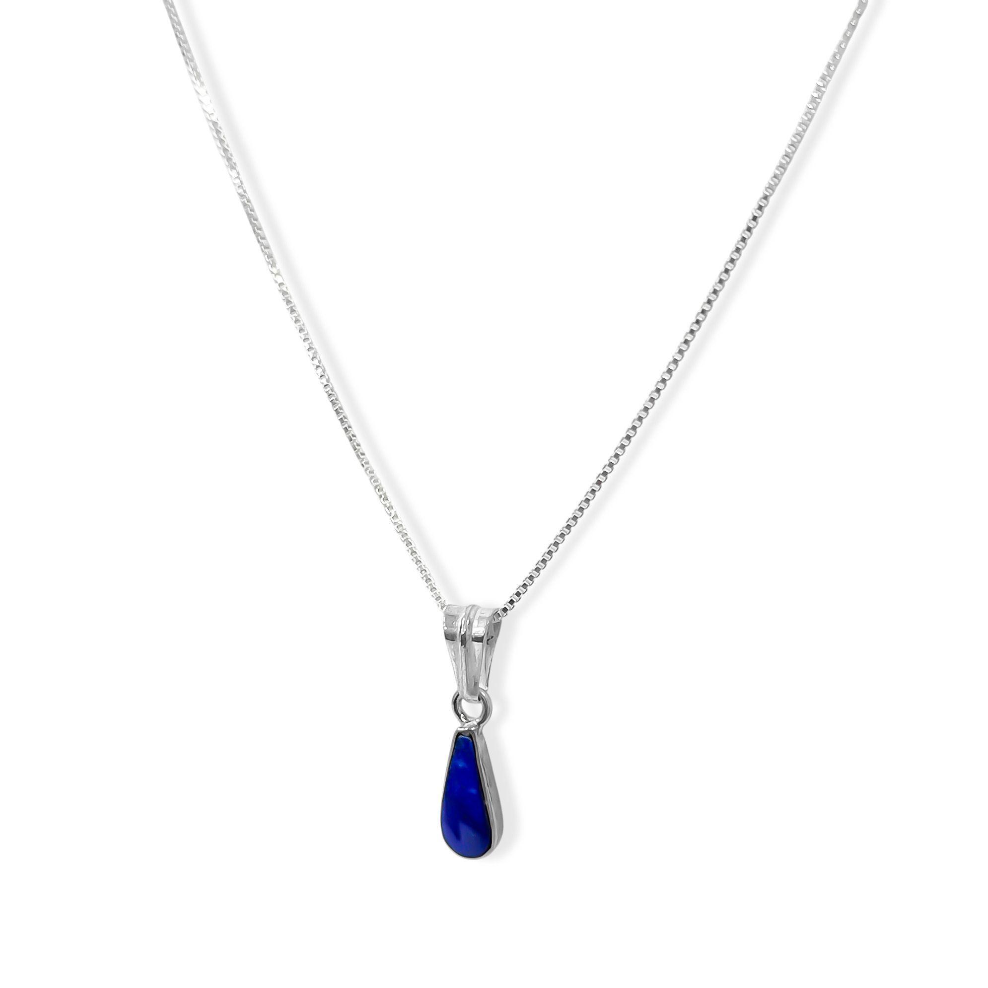 Collar Lapislázuli Gota Fina Plata Fina 925-2