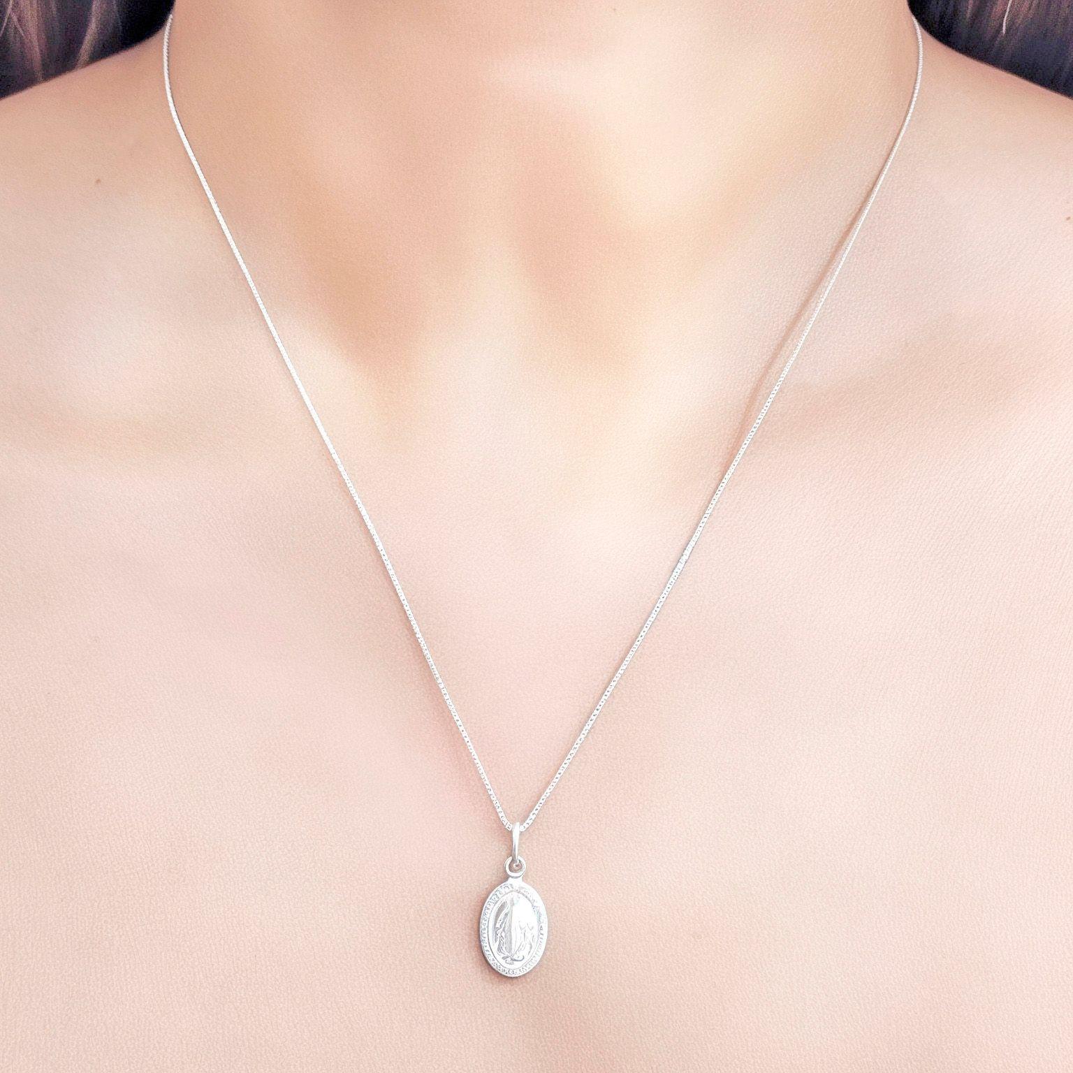 Collar Medalla Virgen Rayos Veneciana Plata Fina 925-3