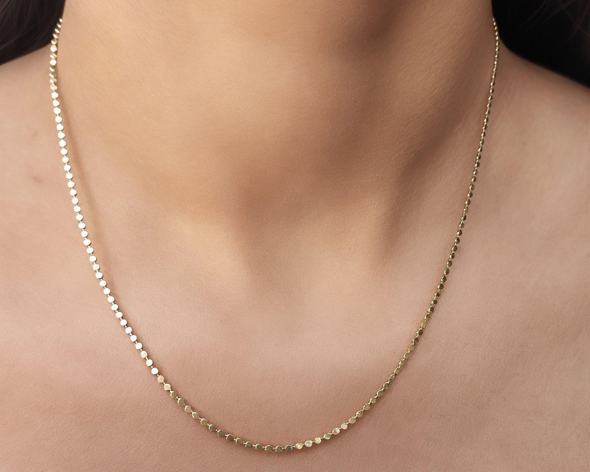 Cadena Redonda Plana 43cm Enchapado Oro 18K-1