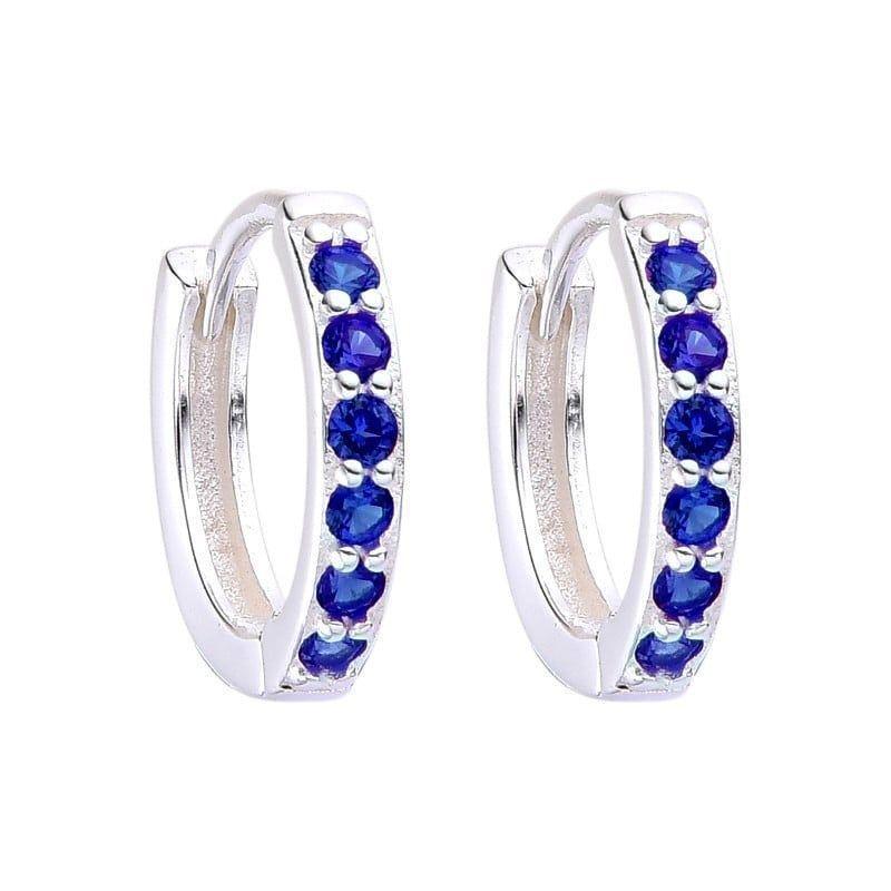 Aros Argolla Circón Azul 15mm Plata Fina 925-2