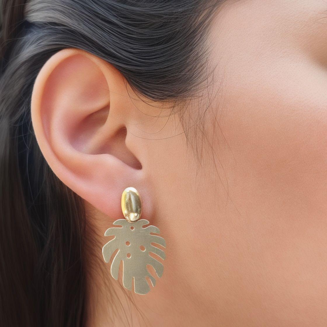  Aros Filodendro Enchapado Oro 18K-2