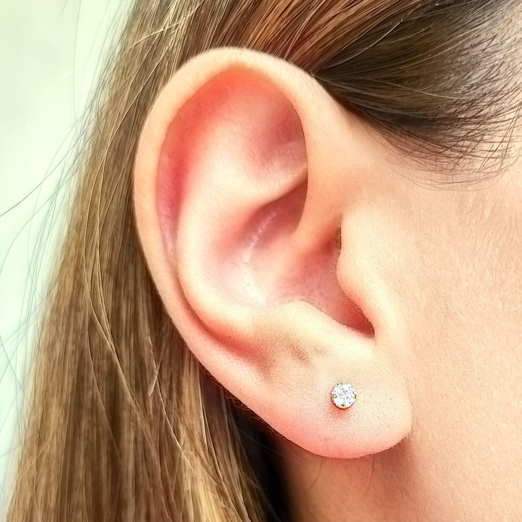 Aros Circón Pequeño 3mm Grifas Enchapado Oro 18K-2