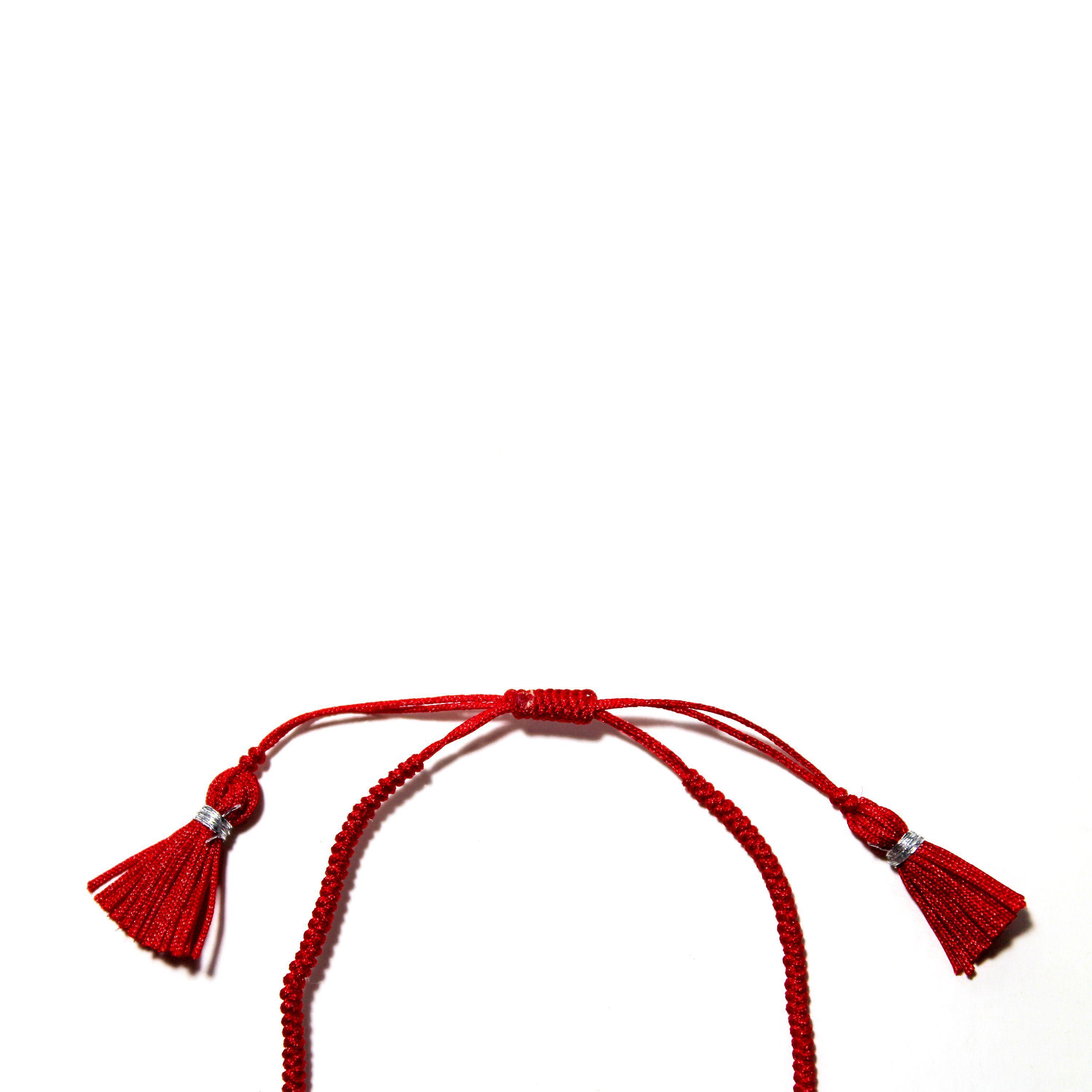Pulsera Tubo Cordón Rojo Plata Fina 925-3