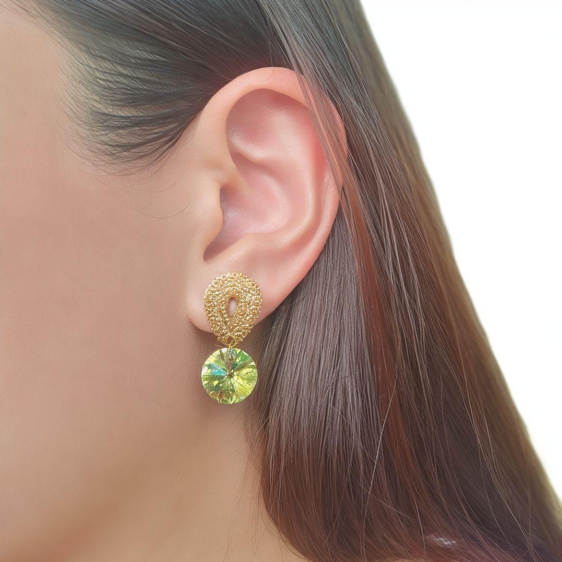 Aros Cristal Austriaco Aurore Boreale Colgante Enchapado Oro 18K-2
