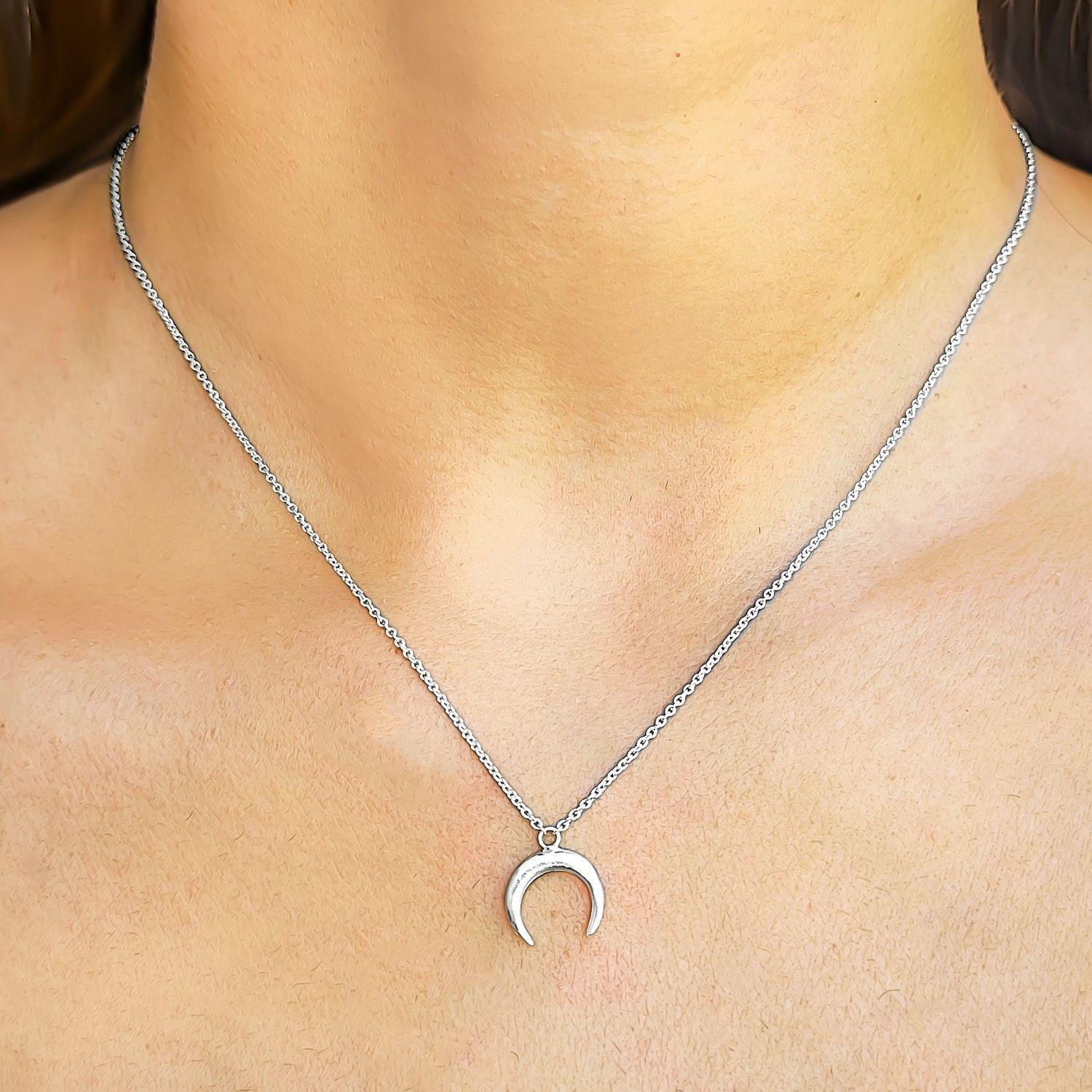 Collar Luna Invertida Chica Plata Fina 925-2