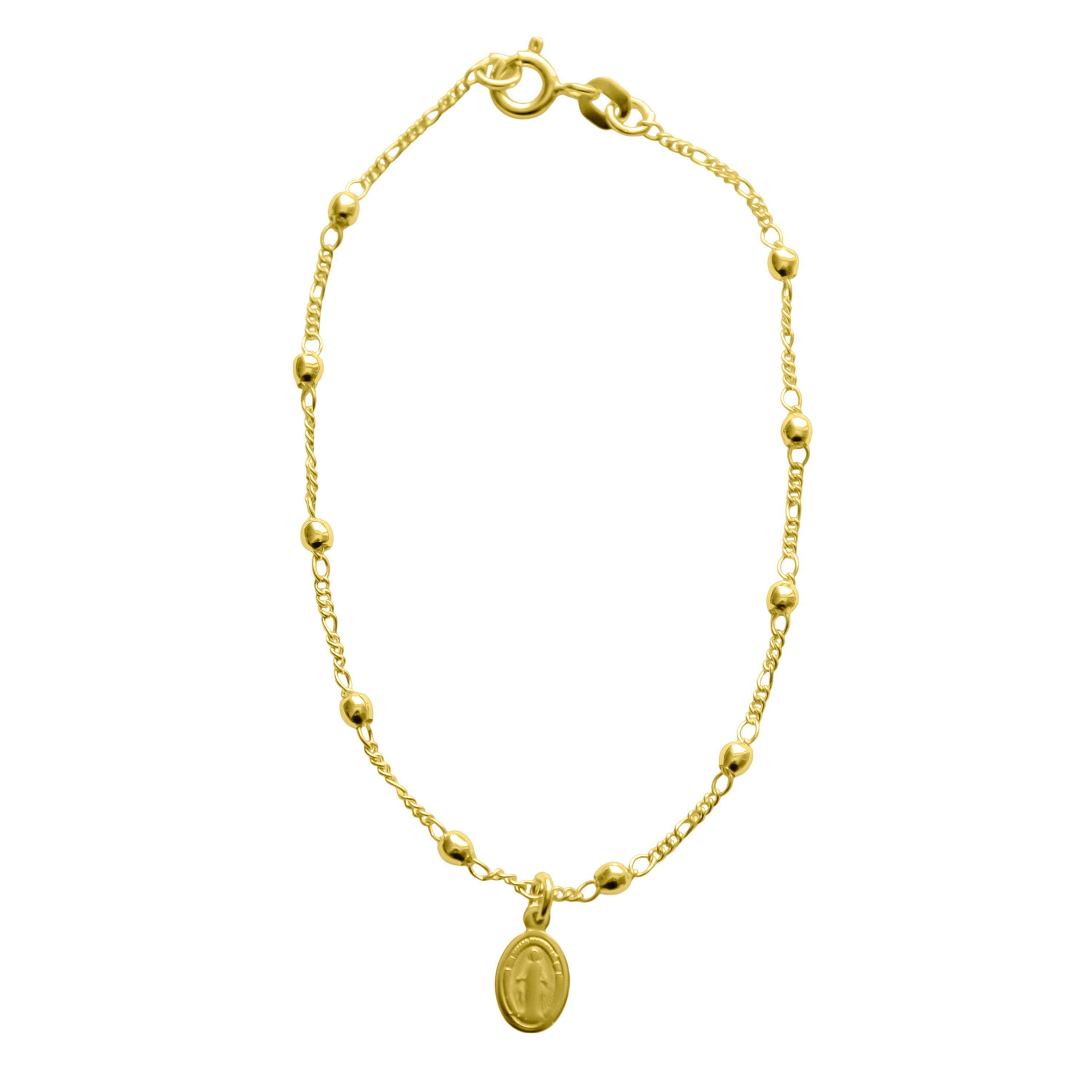 Pulsera Denario Virgen De Los Rayos Enchapado Oro 18K-0