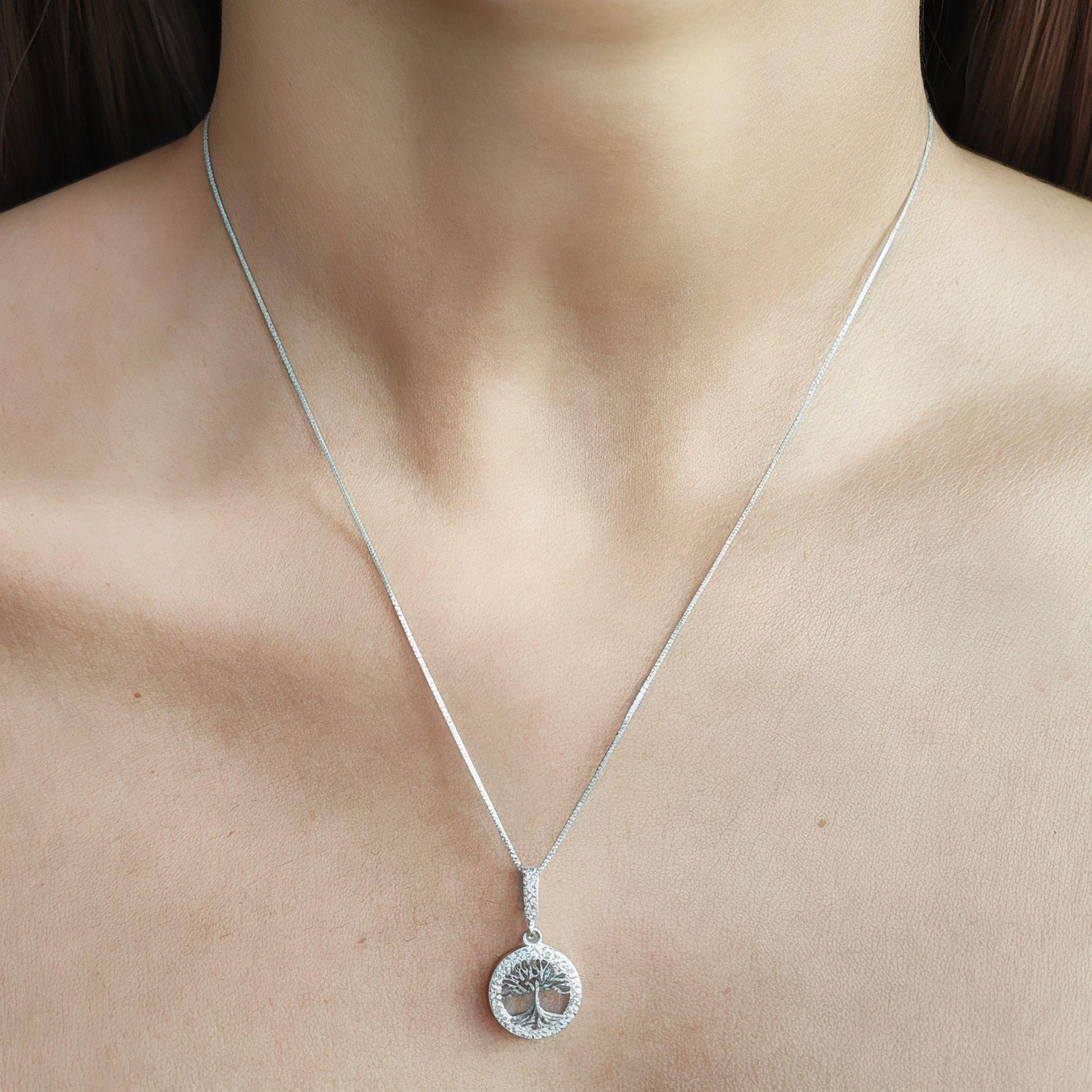 Collar Árbol De La Vida Circón Plata Fina 925-3
