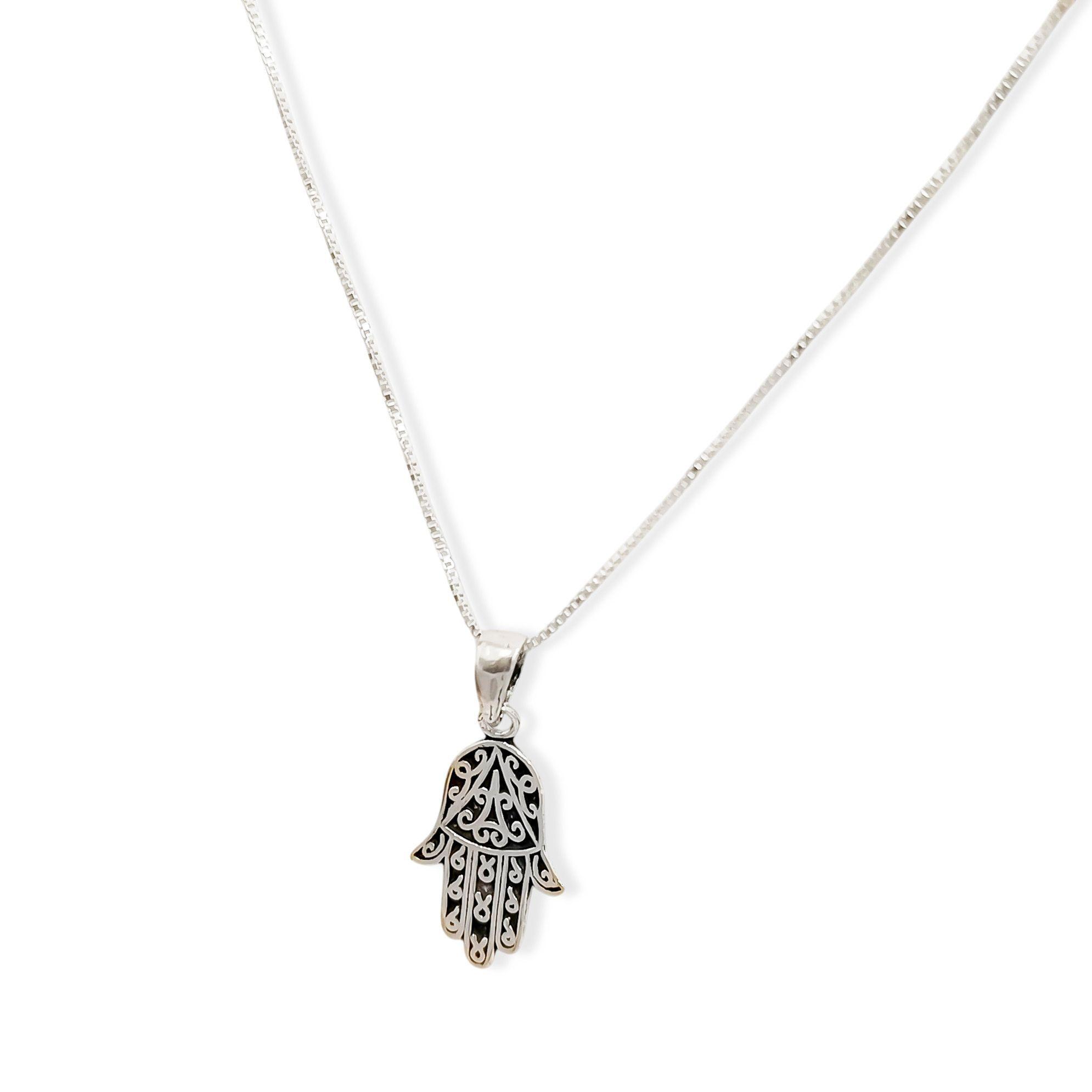 Collar Mano De Fátima Lámina Veneciana Plata Fina 925-2