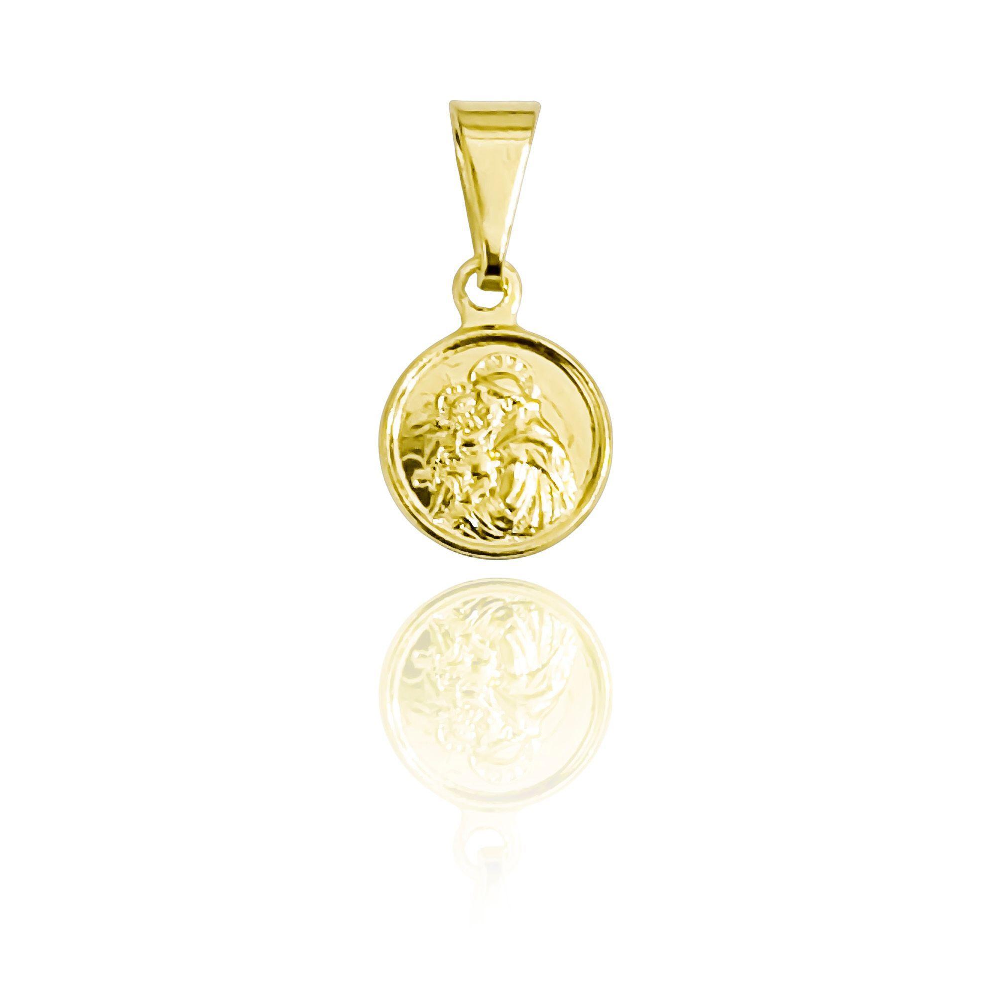 Colgante Medalla San Antonio 9mm Enchapado Oro 18K-2