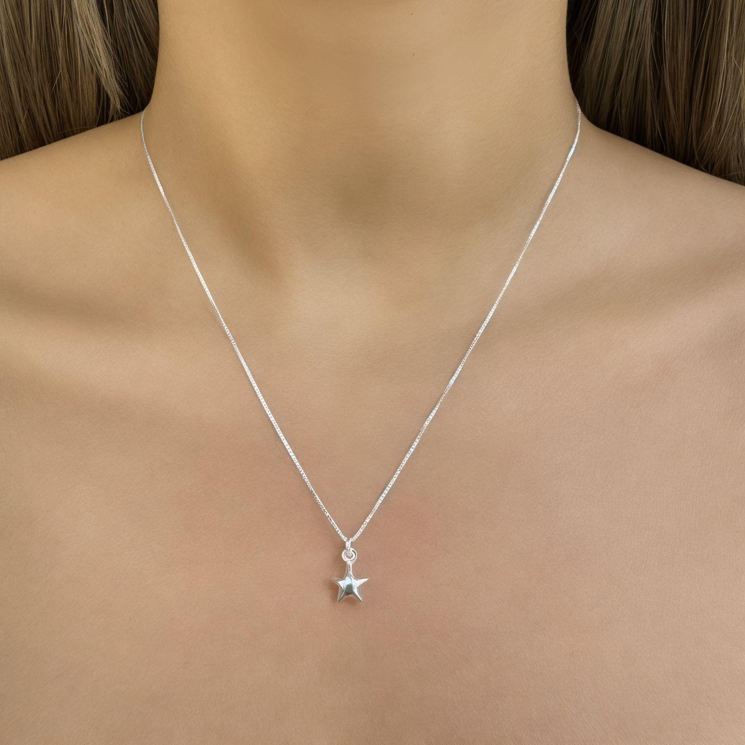 Collar Mini Estrella Inflada Plata Fina 925-2