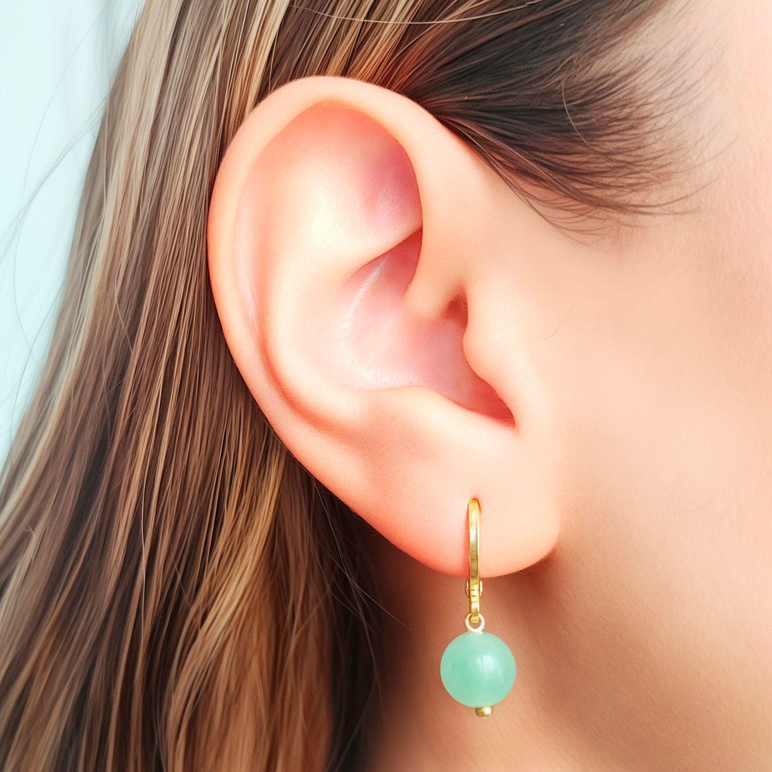 Aros Argolla Jade 8mm Enchapado Oro 18K-1