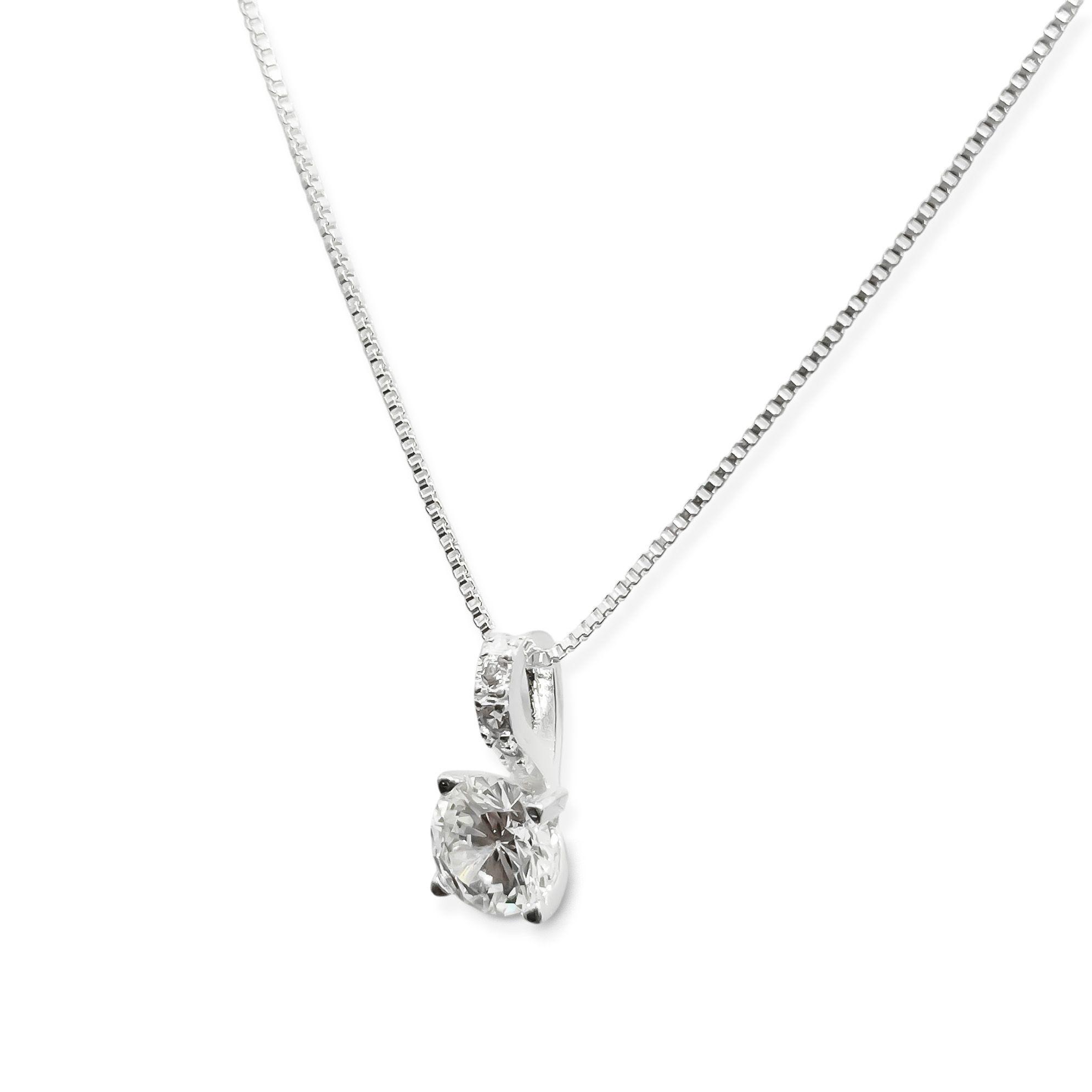 Collar Punto De Luz Virginia Circón Blanco Plata Fina 925-2