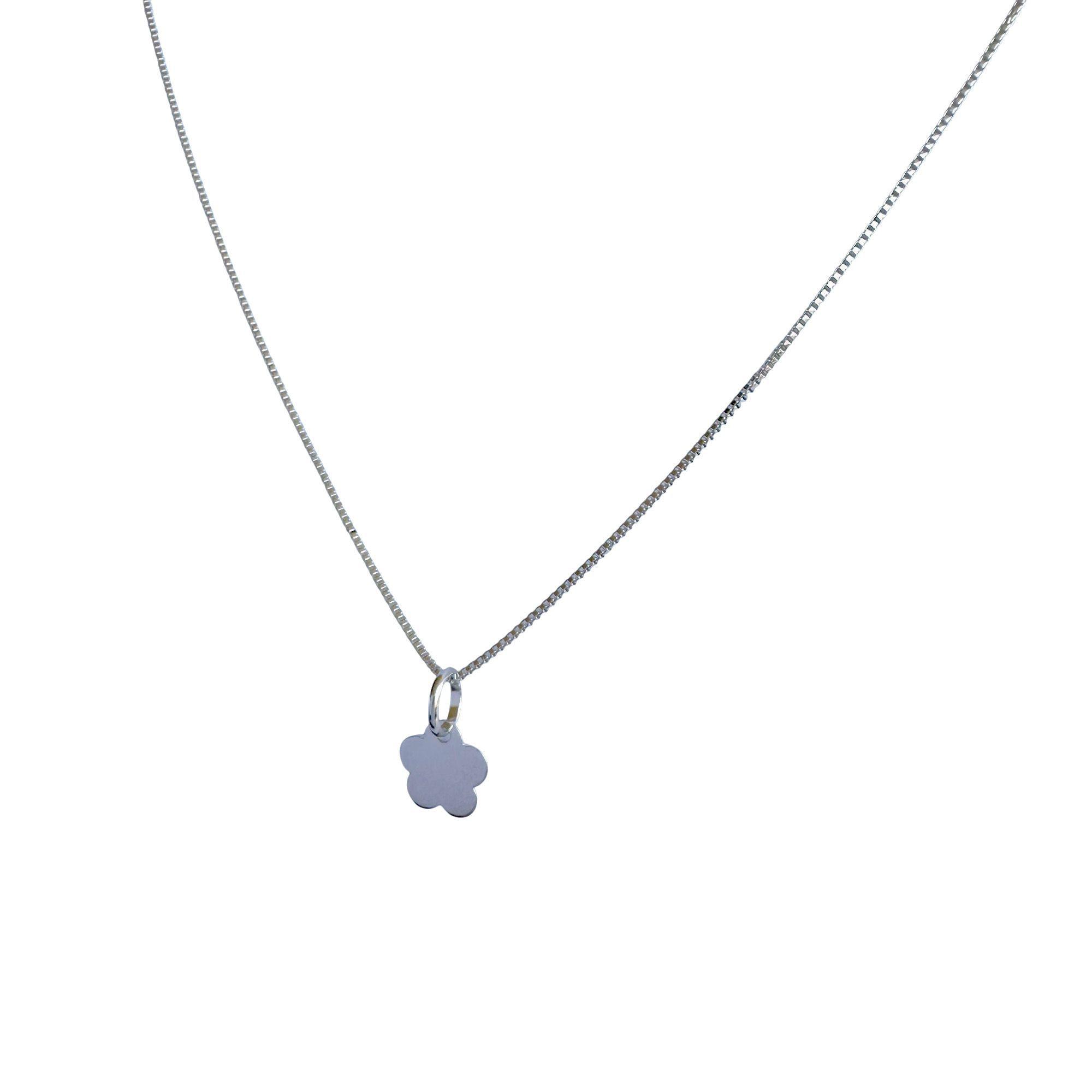 Collar Flor Lisa Plata Fina 925-2