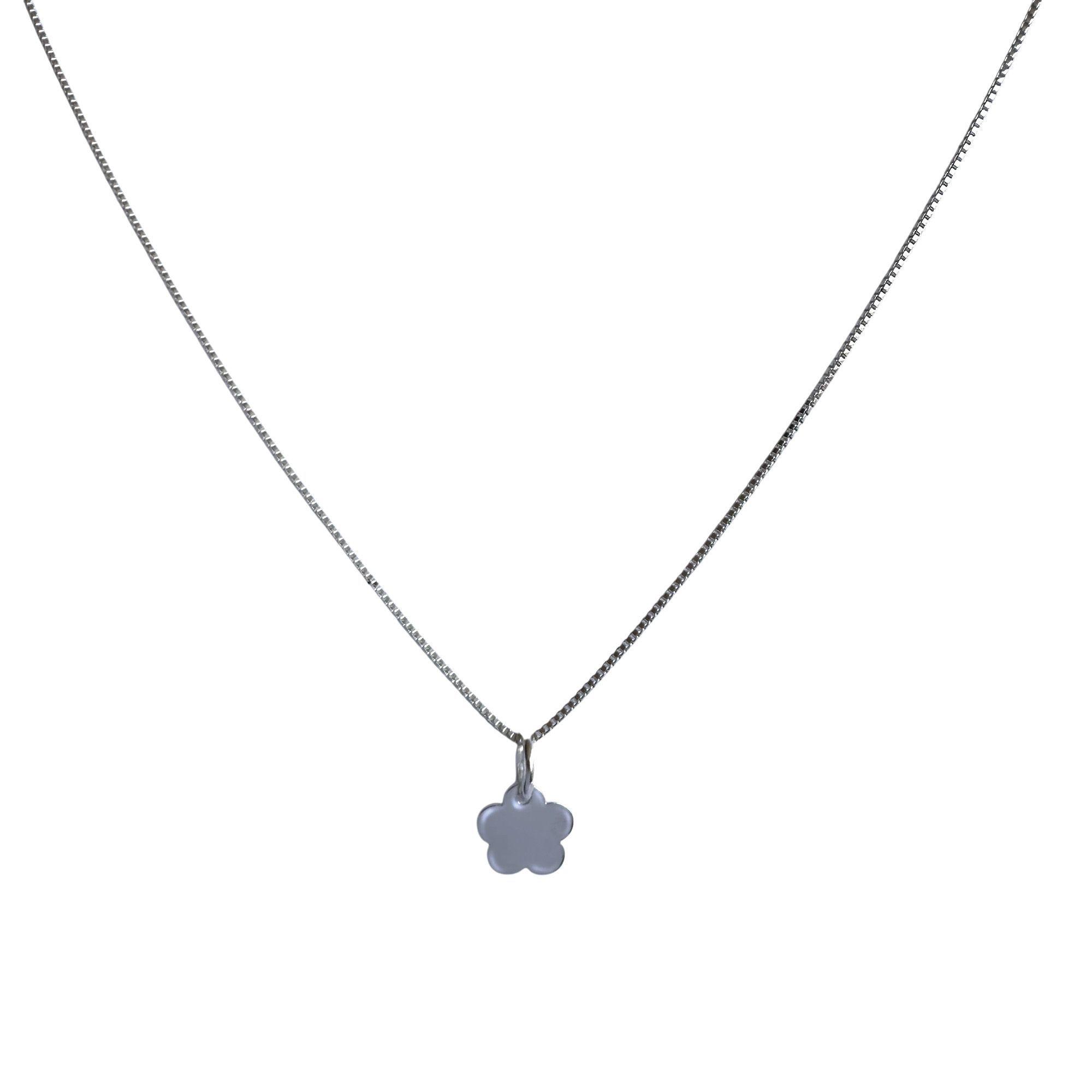 Collar Flor Lisa Plata Fina 925-3