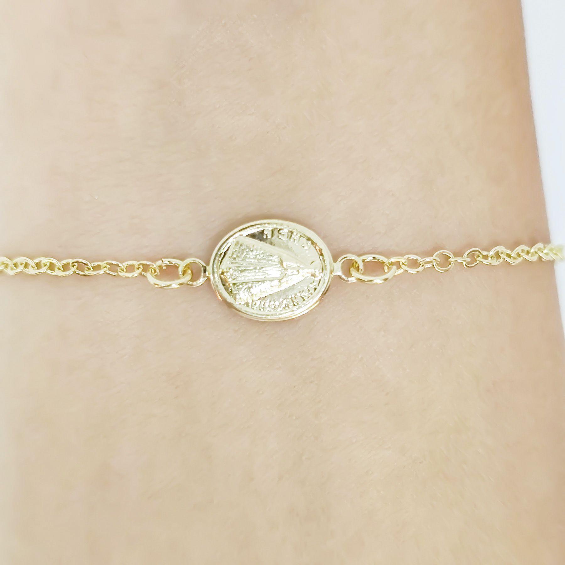 Pulsera Nuestra Señora De La Concepción Aparecida Enchapada Oro 18KA-3