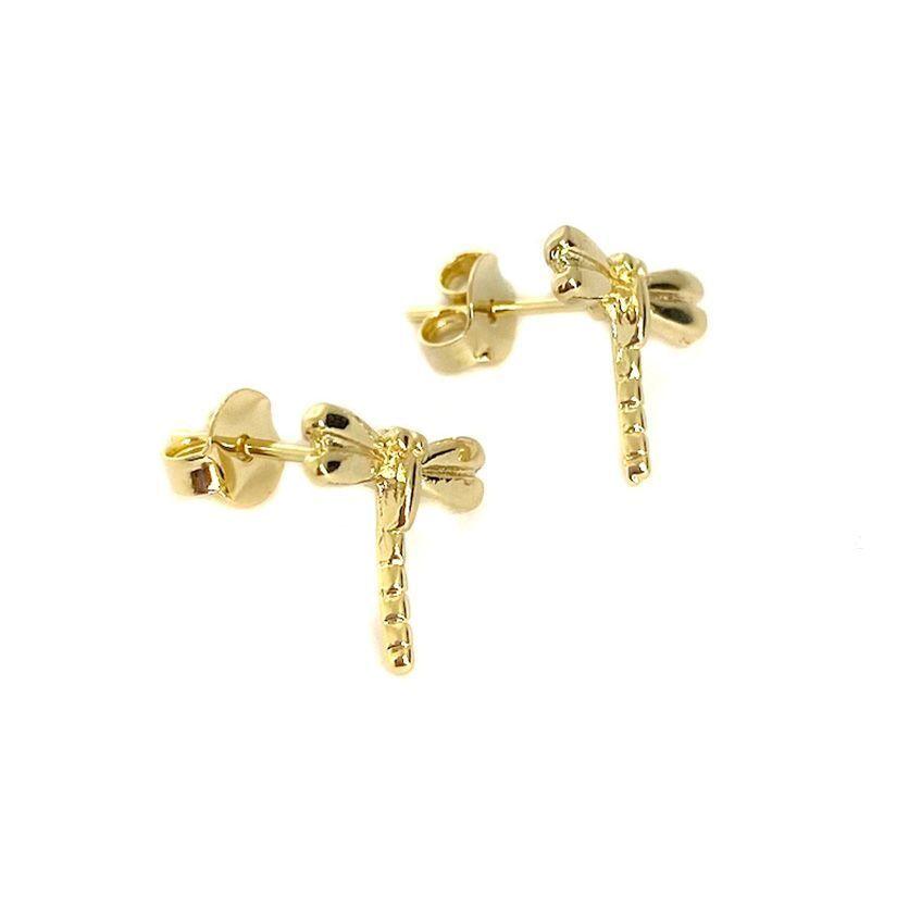 Aros Libélula Fina Enchapado Oro 18Ka-2