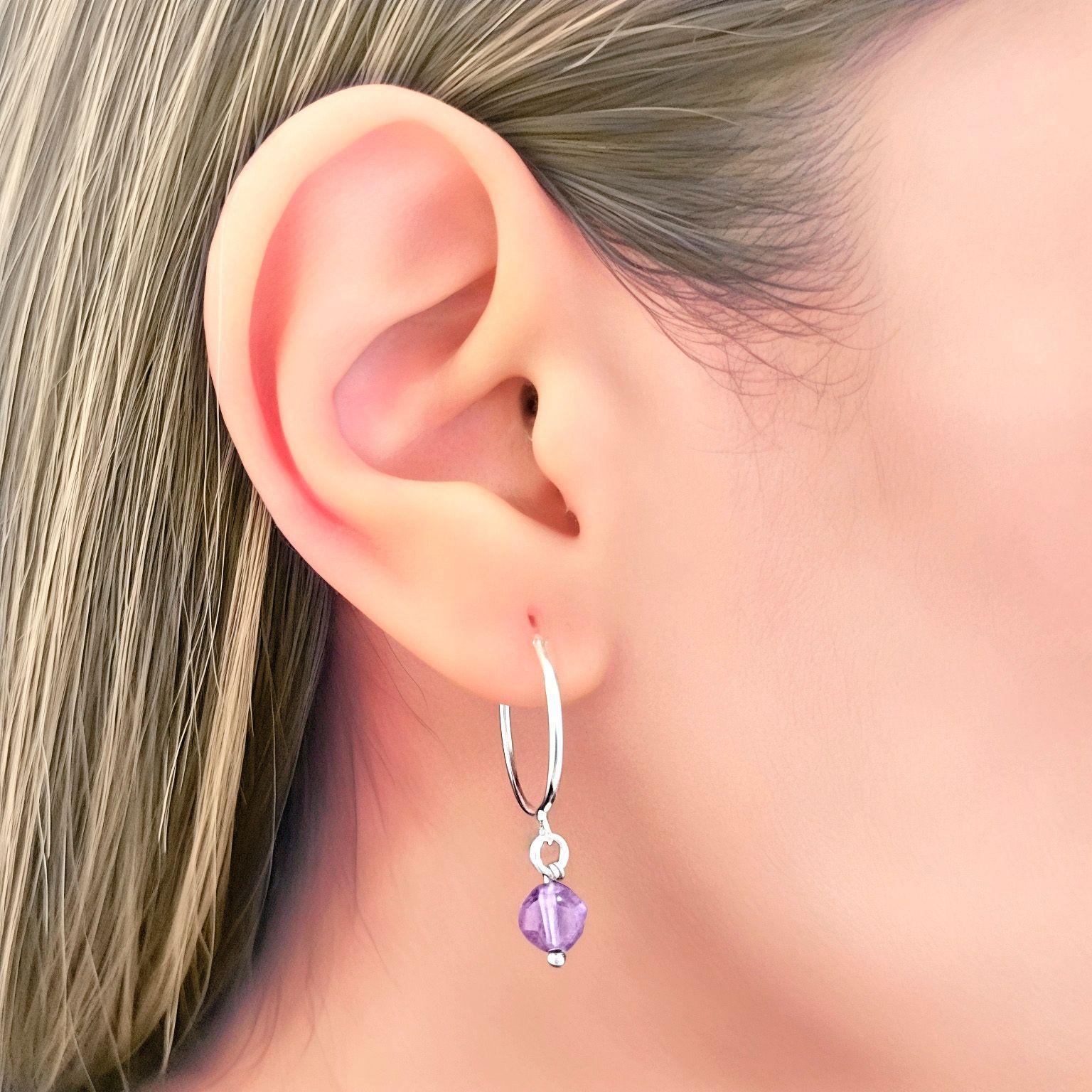 Aros Argolla Amatista 6mm Plata Fina 925-2