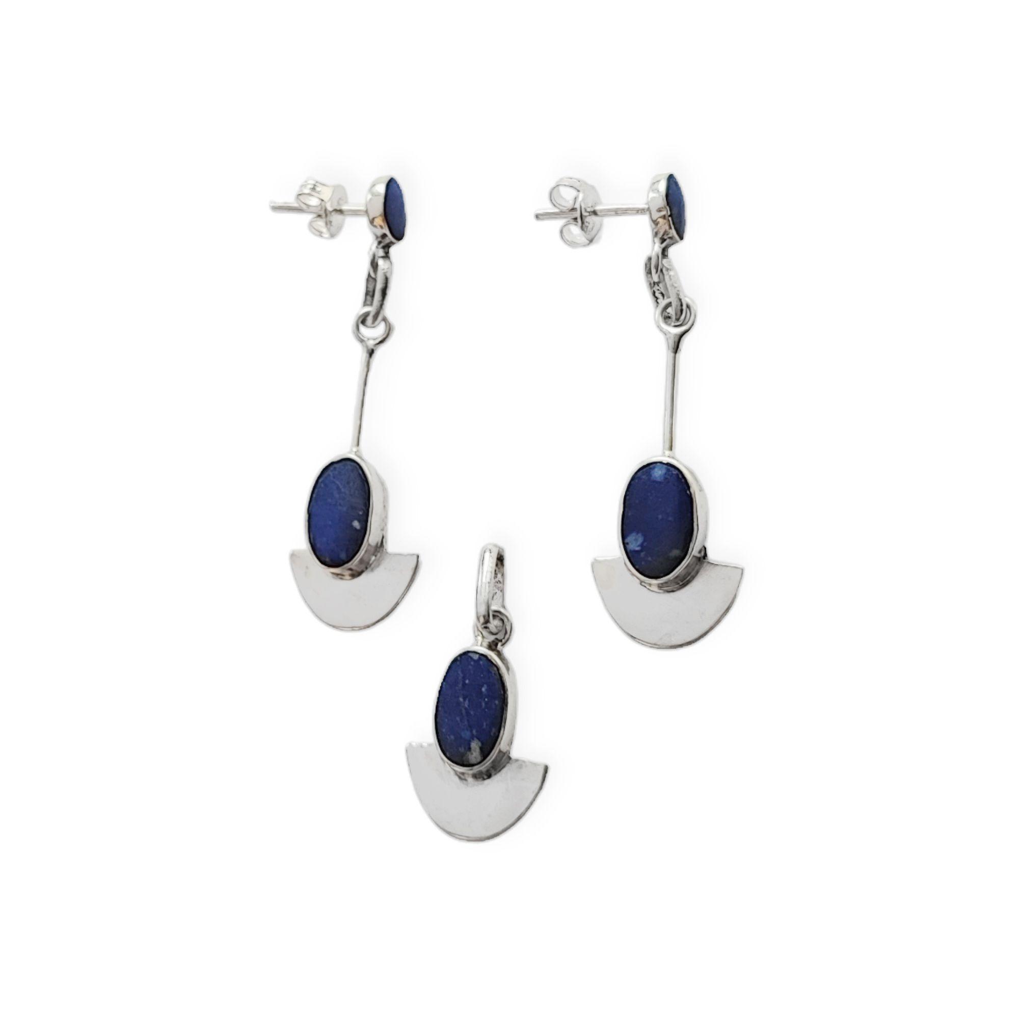 Set Aros y Colgante Lapislázuli Plata Fina 950-1
