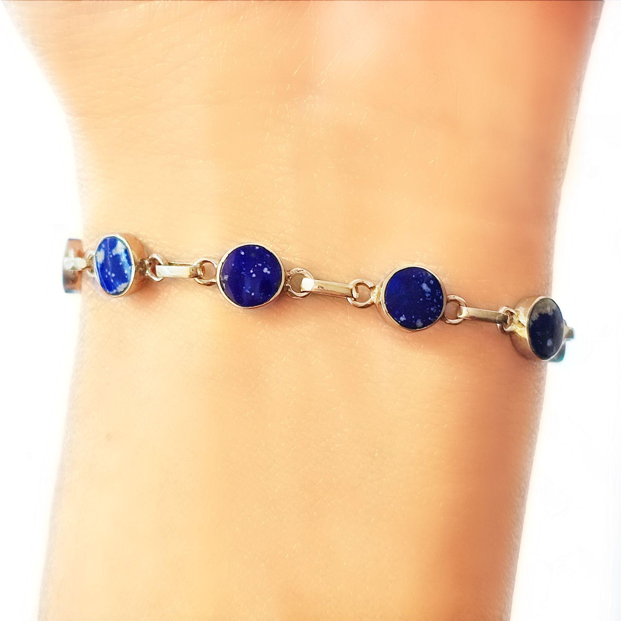 Pulsera Círculo Lapislázuli Plata Fina 925-2