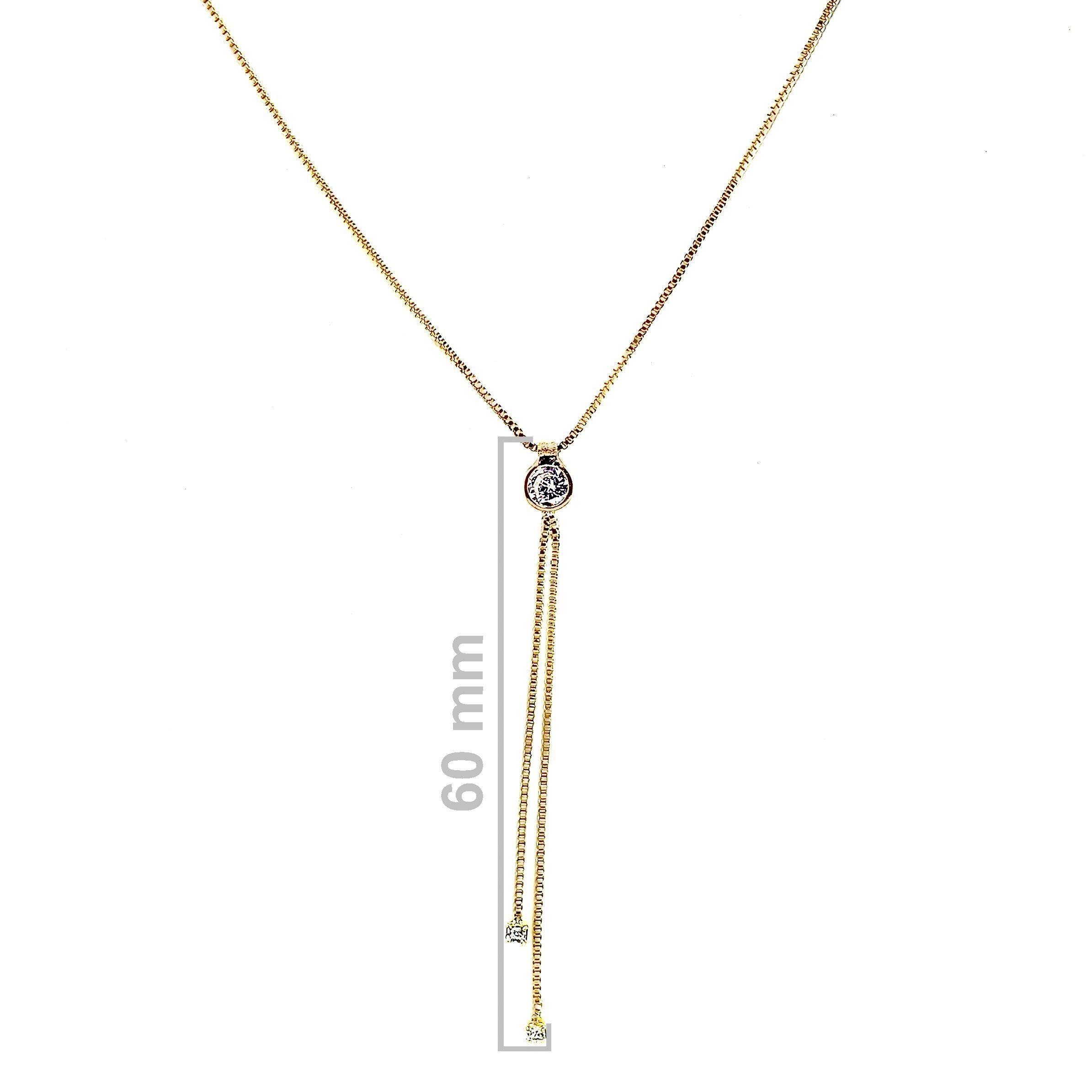 Collar Corbatero Circón Enchapado Oro 18K 50cm-2