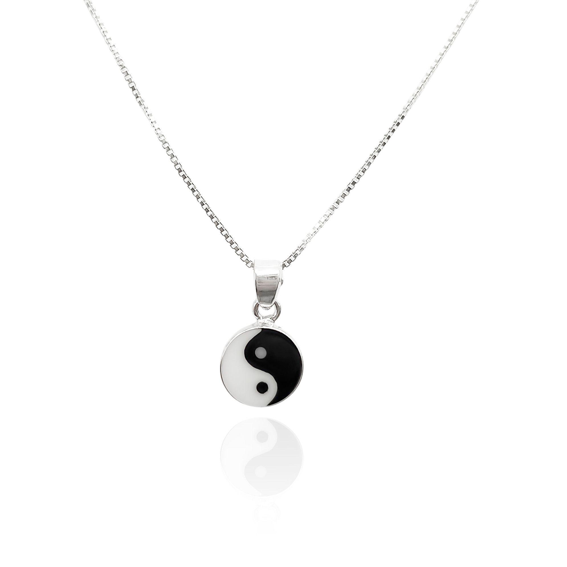 Collar Yin-Yang Esmaltado Plata Fina 925-0