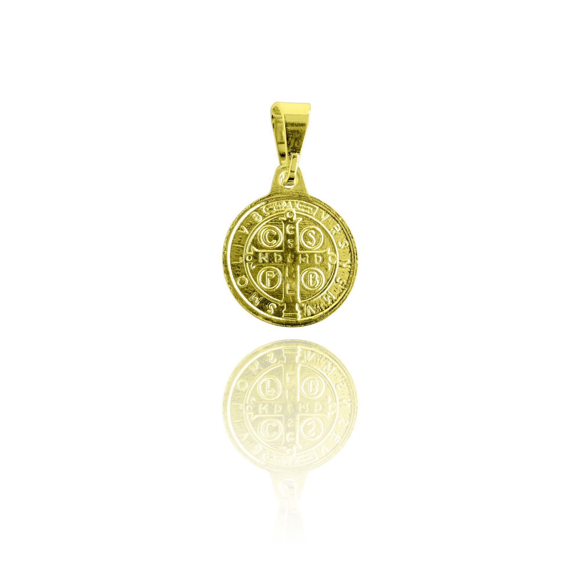 Colgante Medalla San Benito 12mm Enchapado Oro 18K-2
