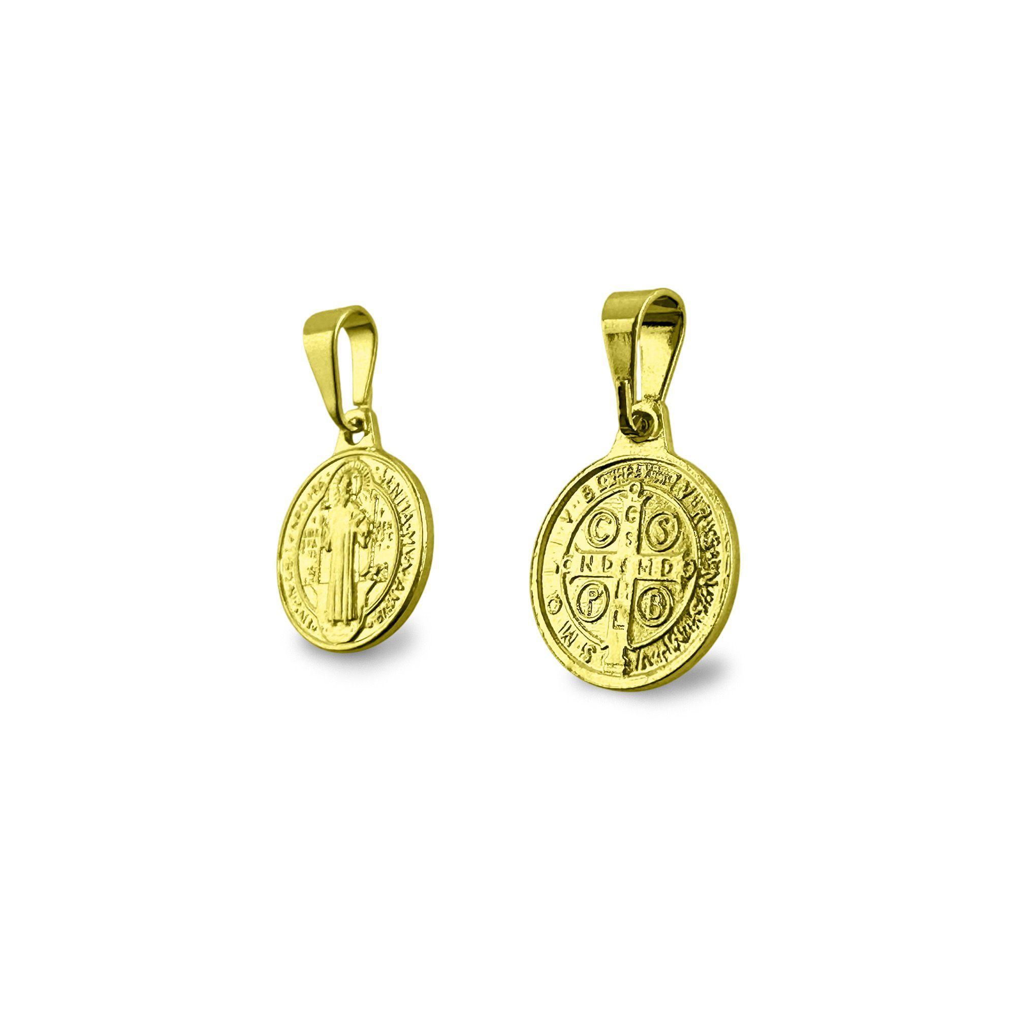 Colgante Medalla San Benito 12mm Enchapado Oro 18K-3