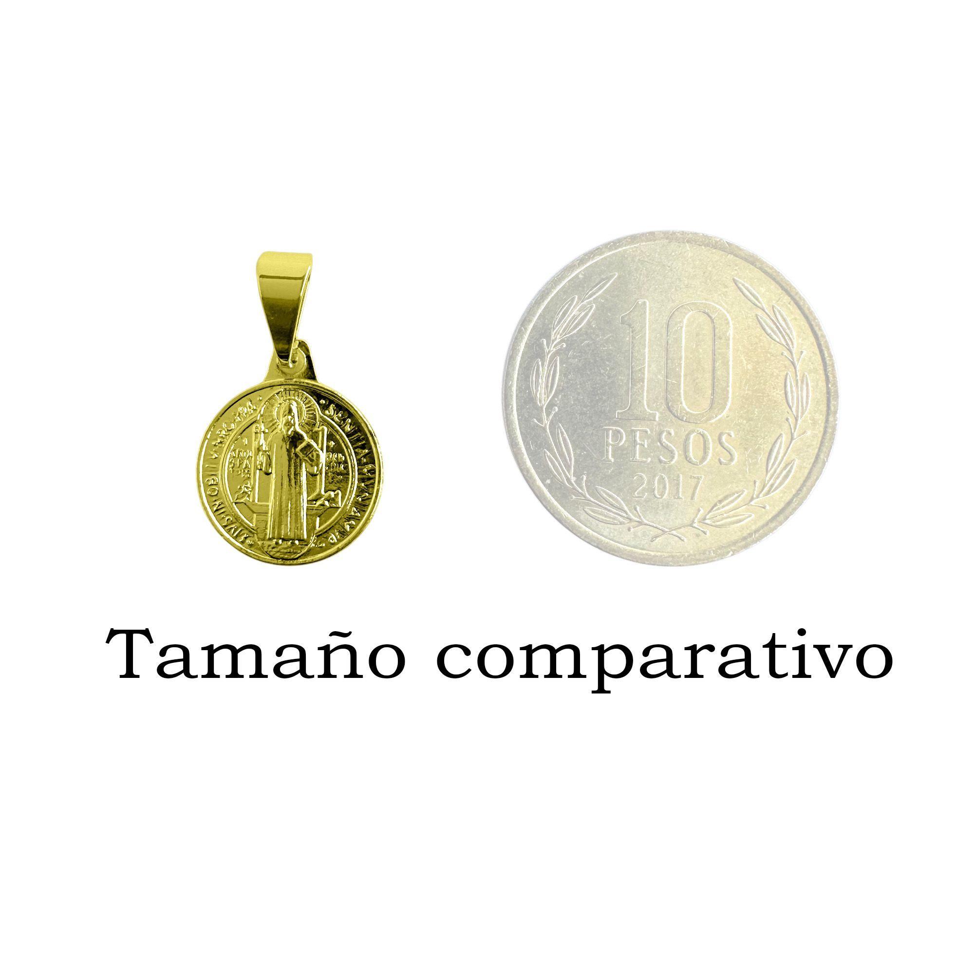 Colgante Medalla San Benito 12mm Enchapado Oro 18K-4