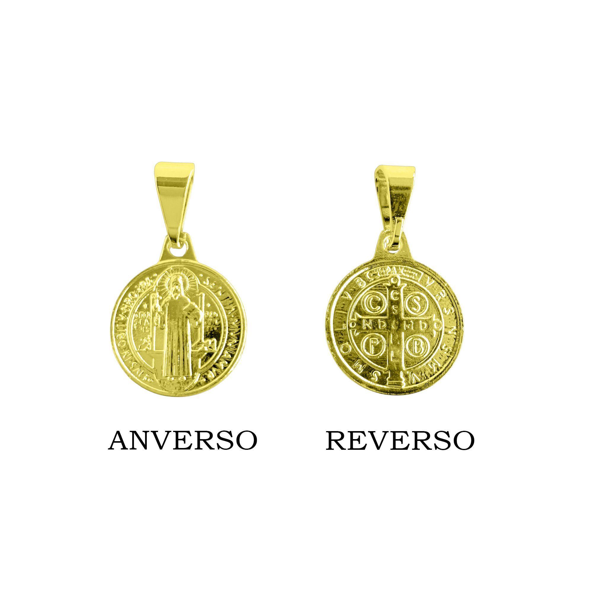 Colgante Medalla San Benito 12mm Enchapado Oro 18K-5