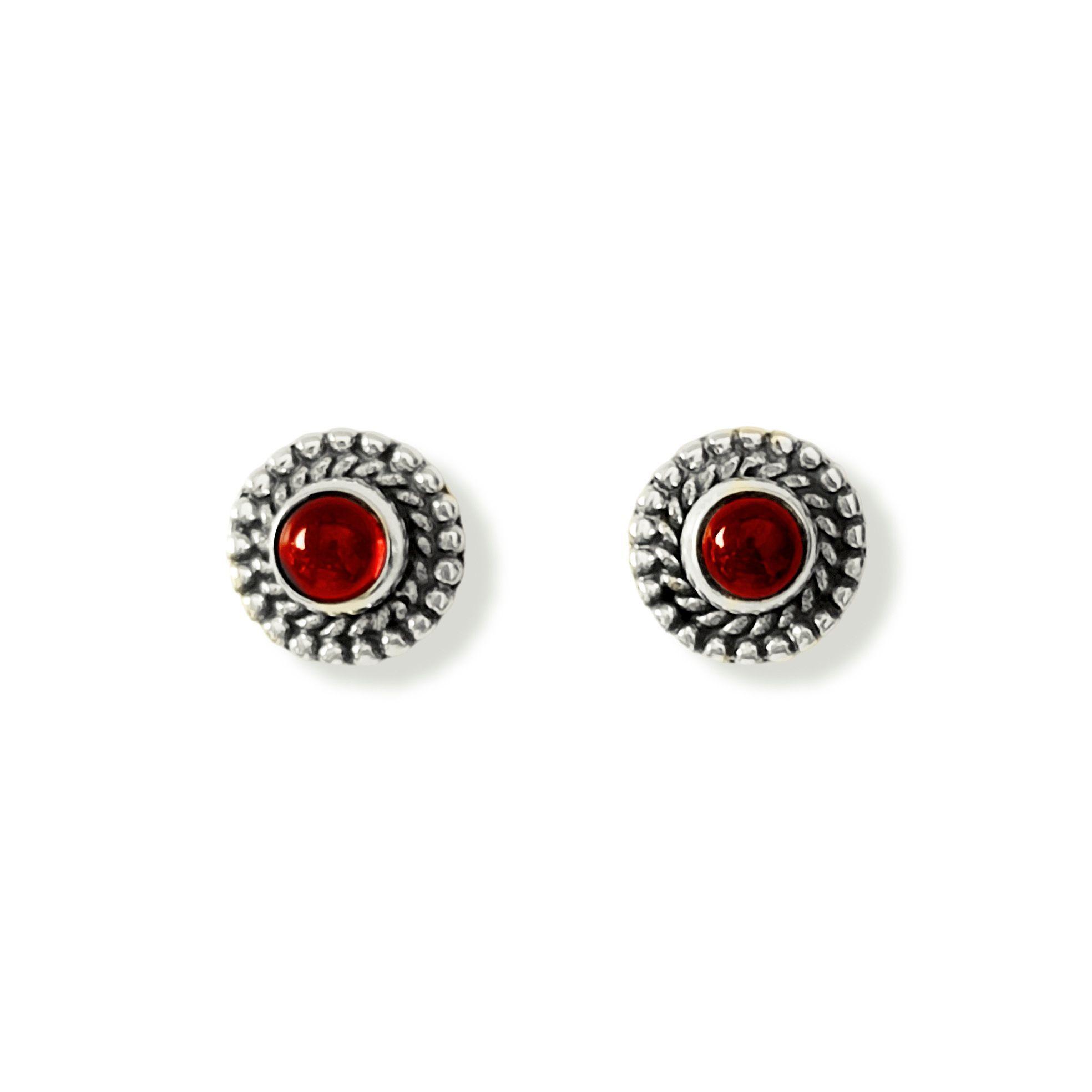 Aros Kiara Granate Plata Fina 925-0