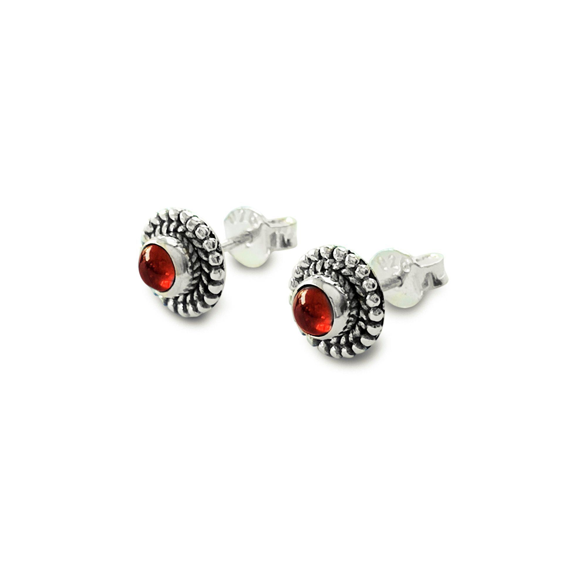 Aros Kiara Granate Plata Fina 925-1