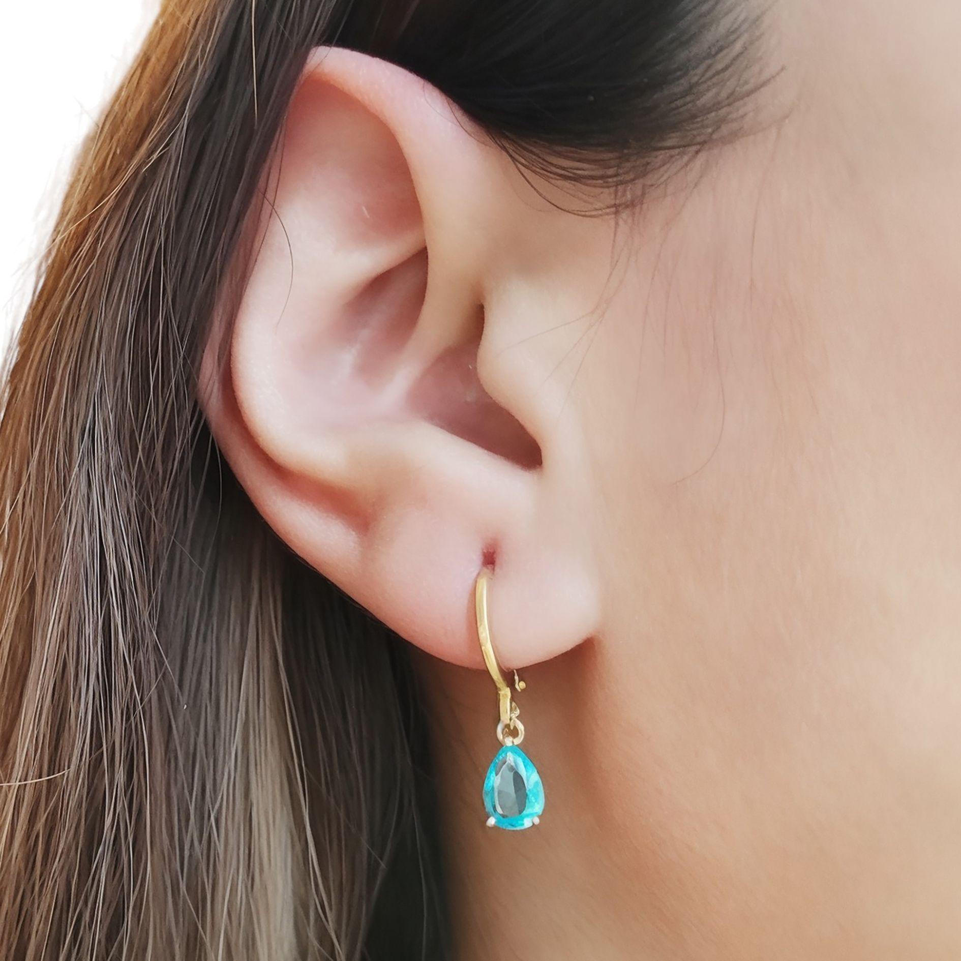 Aros Argolla Gota Circón Colores Enchapado Oro 18K-2